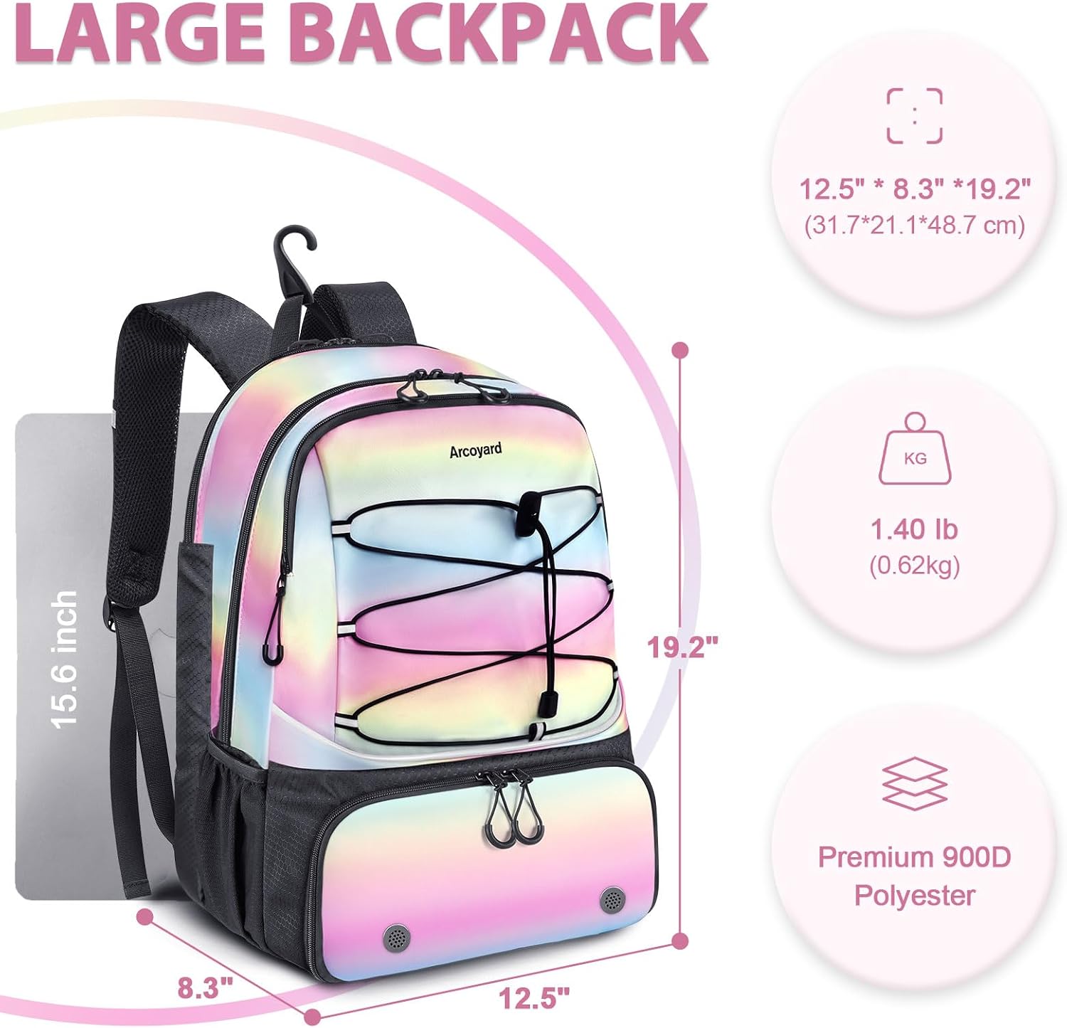 Arcoyard Tennis Bag Holds 2 Rackets, Professional Tennis Bags for Women, Tennis Backpack with Ventilated Shoe Compartment - Image 7