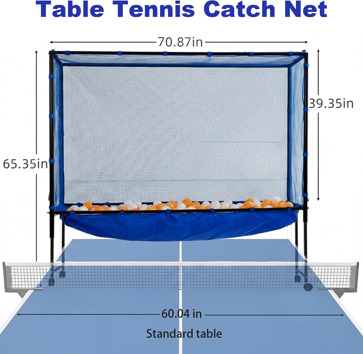 Table Tennis Catch Net with Ball Collection Bag - Premium Ping Pong Catch Net & Training Equipment for Robots & Serving Practice, Foldable Table Tennis Training Equipment Backstop Catcher - Image 2