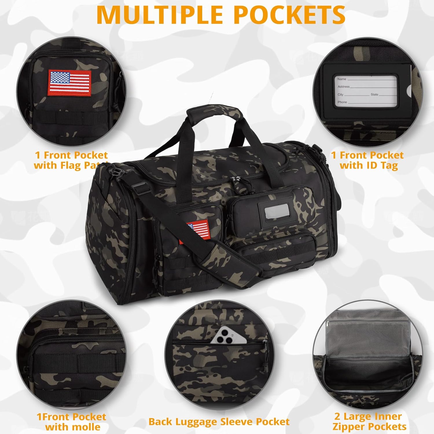 Expandable Gym Bag For Men,Tactical Large 3 in 1 Sports Duffle Bag With Shoes Compartment,Water Resistant Sports Gym Tote Bags Multi-functional Weekend Travel Backpack Overnight Bag - Image 4