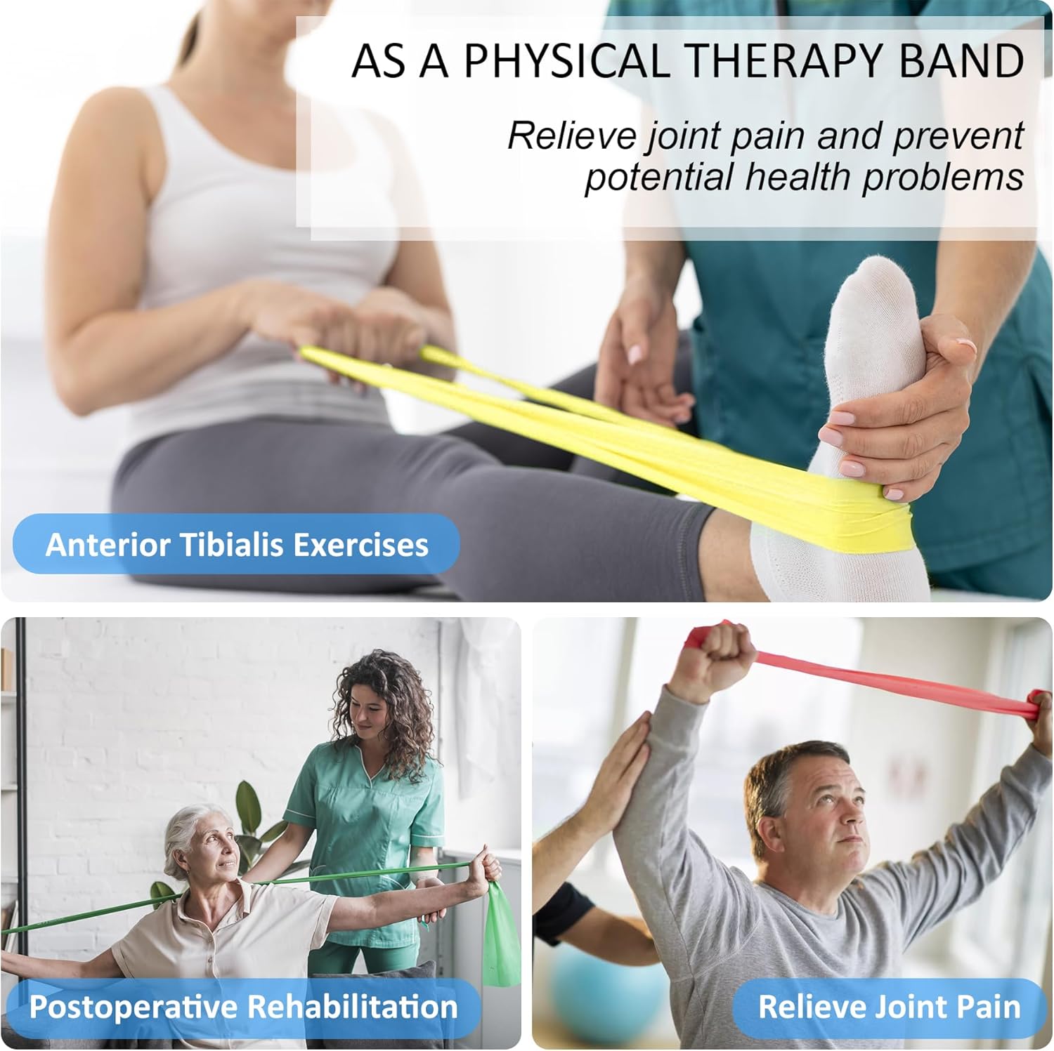 Resistance Bands for Physical Therapy, Bands for Working Out, Latex Free Elastic and Exercise Bands Set for Stretching, Suitable for Rehab, Yoga, Pilates, Gym, Home Exercise - Image 6