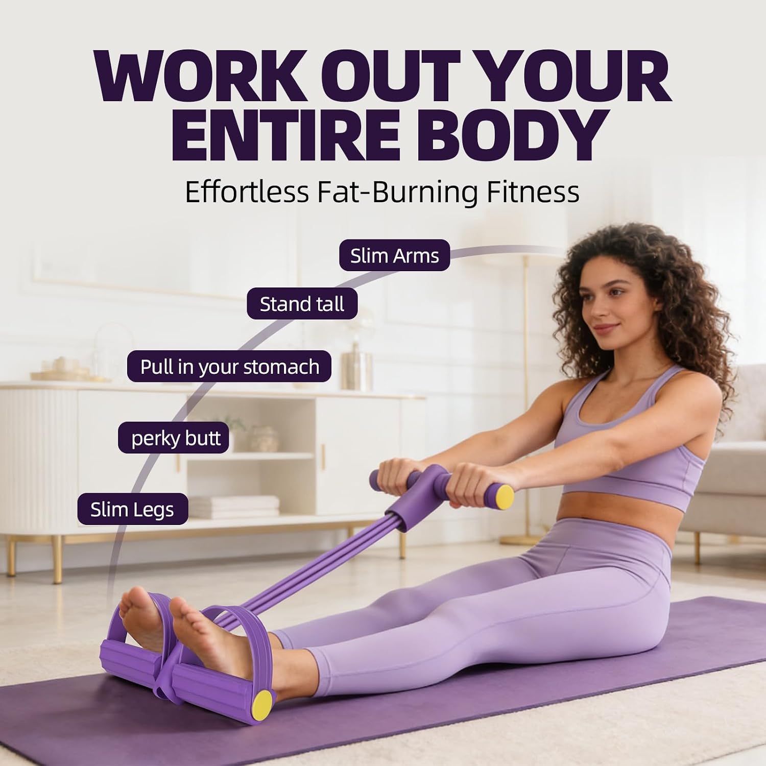 Resistance Bands with Handles 6 Tube Multifunction Tension Rope, Sit-Up Exercise Equipment with Foot Pedals and Handles,Pedal Resistance Band for Abdomen, Waist, Arm, Leg - Image 2