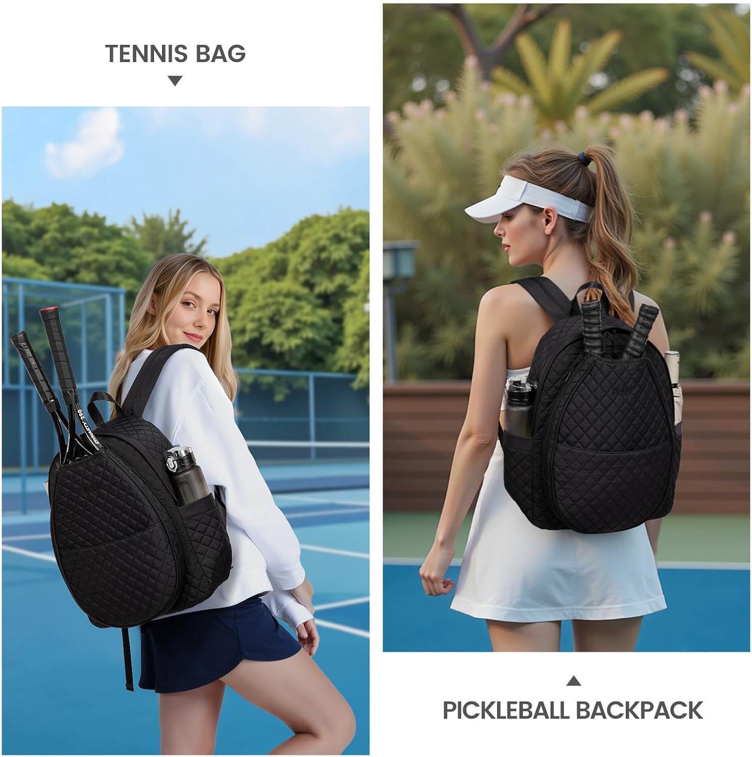 Sucipi Tennis Bags for Women, Quilted Tennis Racket Bag Backpack for Tennis Racquet, Pickleball Paddles, Badminton - Image 2