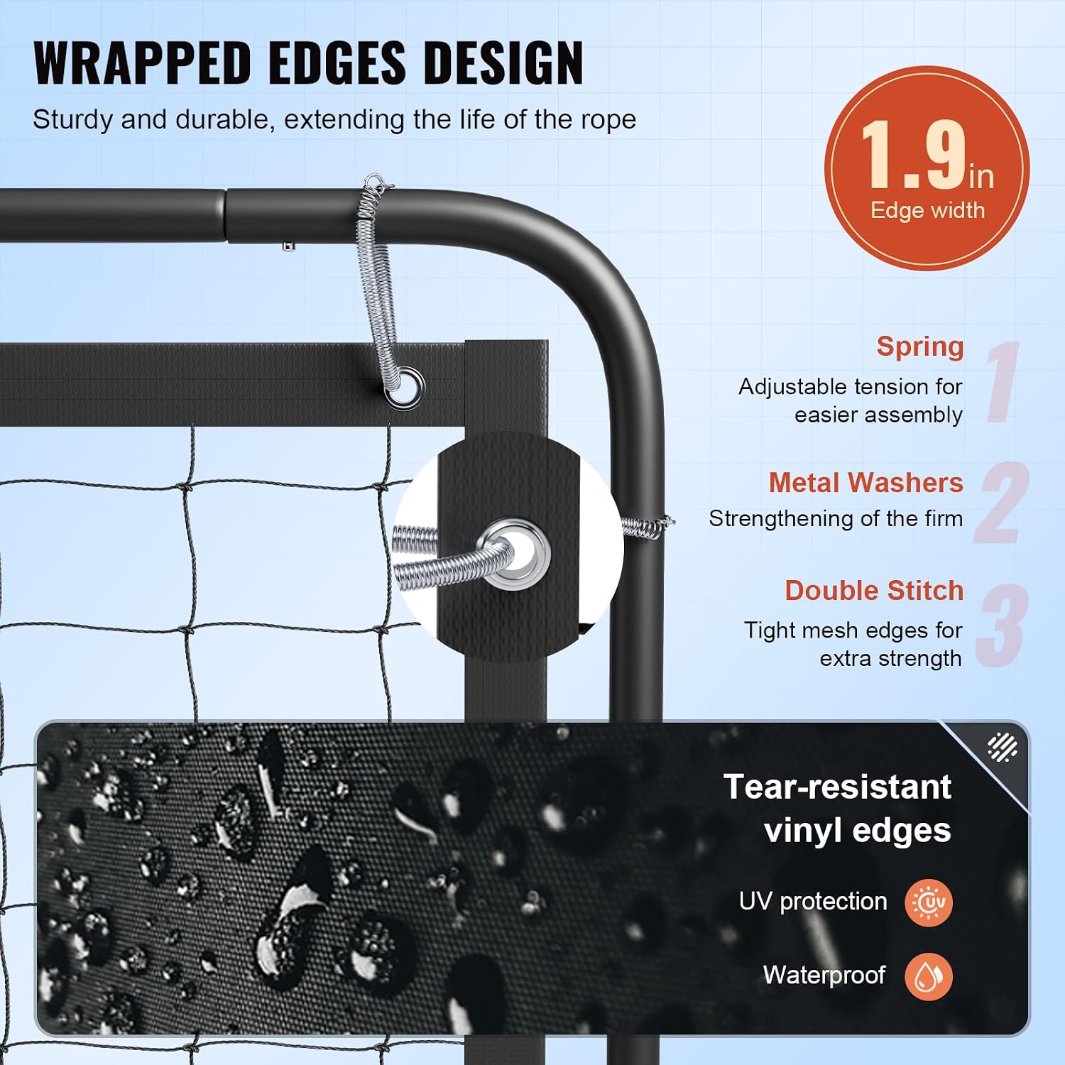9.4ft x 7.4ft Tennis Rebounder Net, Tennis Rebounder Trainer, Multi-Sport Training Bounce Back Net for Tennis, Baseball, Lacrosse, Hockey, Softball, Pickleball, Ball, for Backyard and Indoor & Outdoor - Image 5