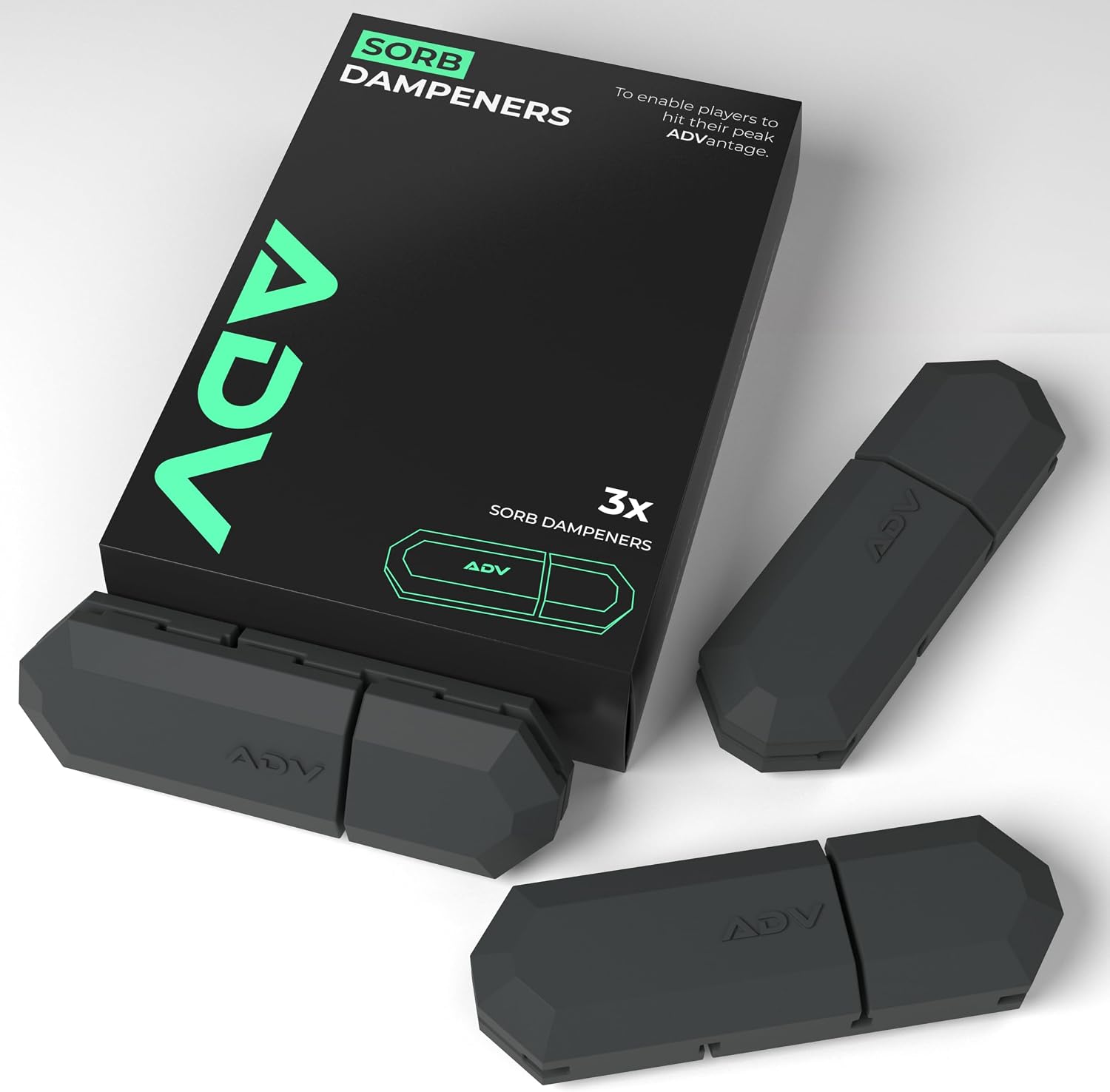 ADV Tennis Dampener with Custom Feel - 3 Pack - Racket Shock Absorber to Reduce Vibration, Relieve Symptoms of Injury and Stay on the Racket - Engineered Poly-Silicone Tennis Racket Dampener