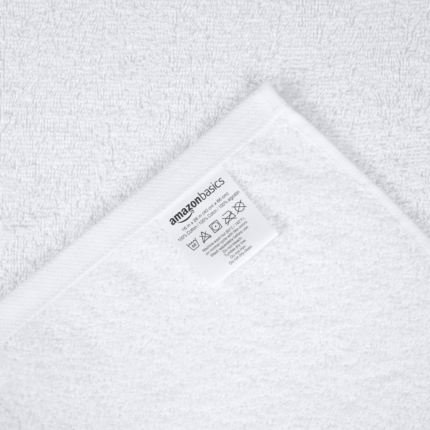 Amazon Basics Soft and Thick Cotton Hand Towels for Bath, Kitchen, Gym, 16 x 26 in, White, 12-Pack - Image 4