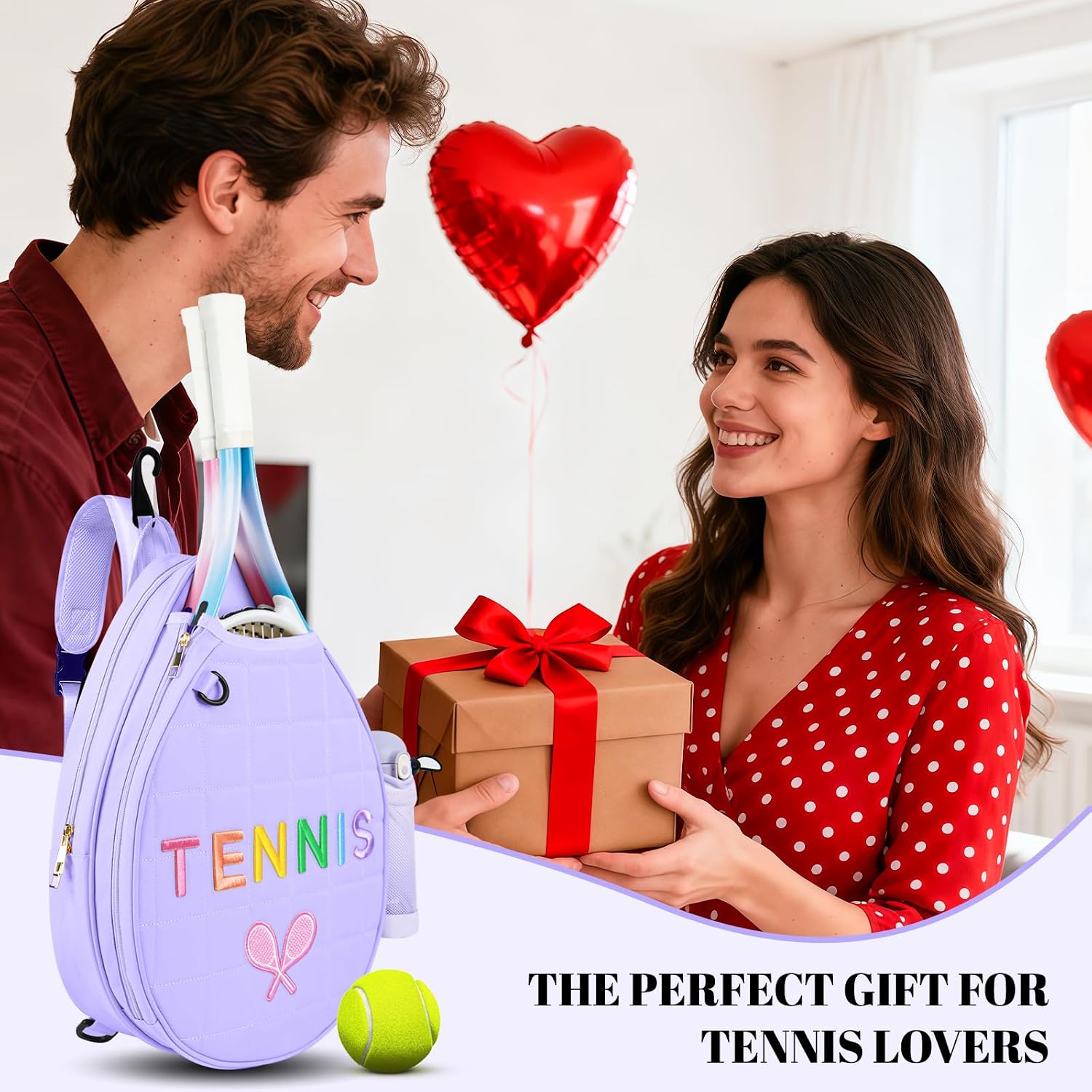 NZNDB Tennis Bags for Women Girl, Tennis Sling Crossbody Backpack, Water Resistant Tennis Bag for Pickleball, Tennis, Racketball - Image 7