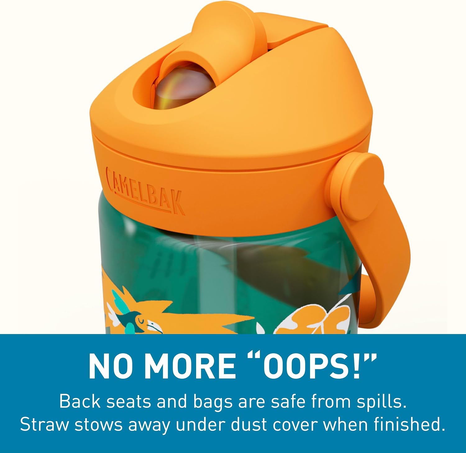 CamelBak Thrive Flip Straw Kids Water Bottle with Bite Valve, Tritan Renew Design for School and Travel, 14oz, Jungle Animals - Image 6