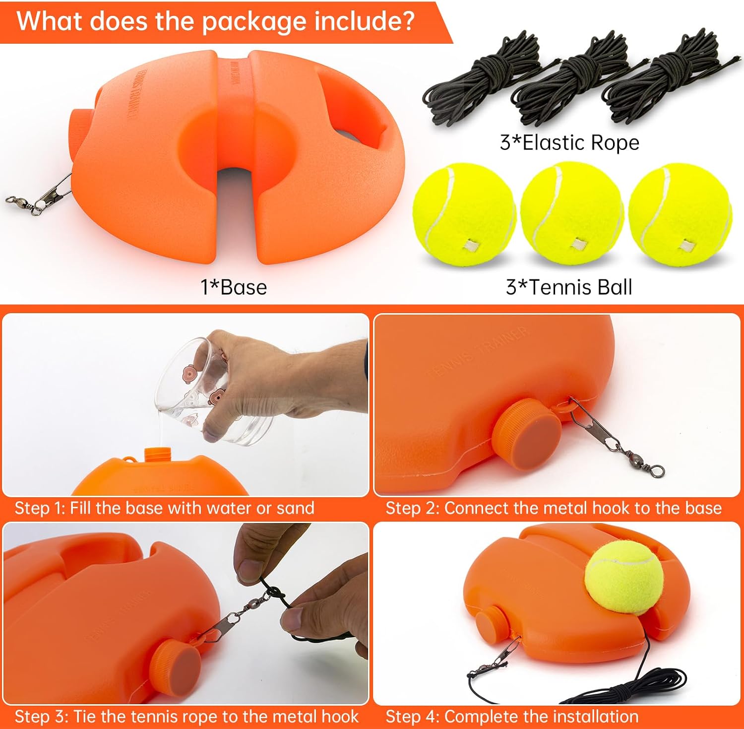 Tennis Trainer Rebound Ball with 3 String Balls, Portable Tennis Training Tool Suitable for Beginners Sport Exercise-Blue - Image 6
