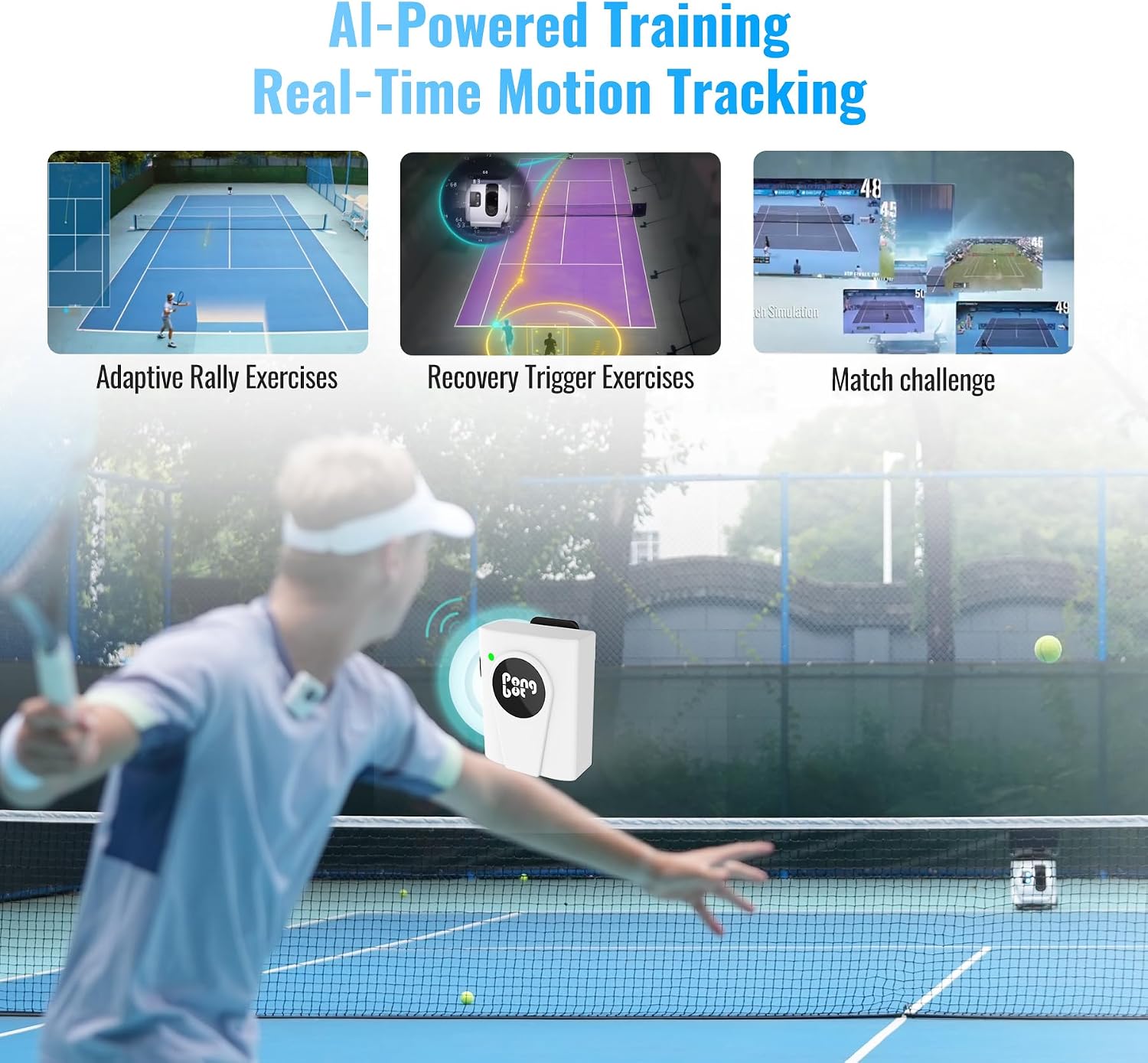 PONGBOT Tennis Ball Machine, APP and Remote Control, Custom Drills, 150 Ball Capacity, Max 80mph,8+ Hours of Endurance, Dual Motor for Topspin and Backspin, PACE S PRO - Image 3