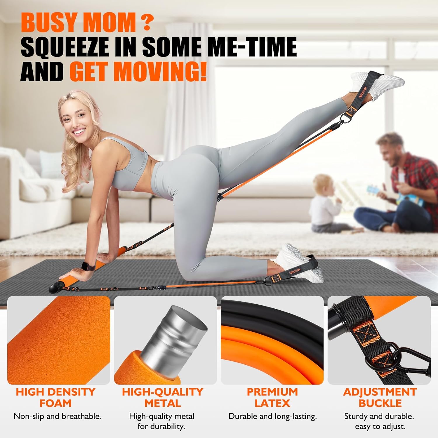 KUTIZE Pilates Bar Kit with Resistance Bands, Pilates Equipment, Multifunctional Pilates Bar for Women & Men, Pilates kit for Hip, Back, Arm, Full-Body Workouts, Home Gym Strength Training Equipment - Image 3