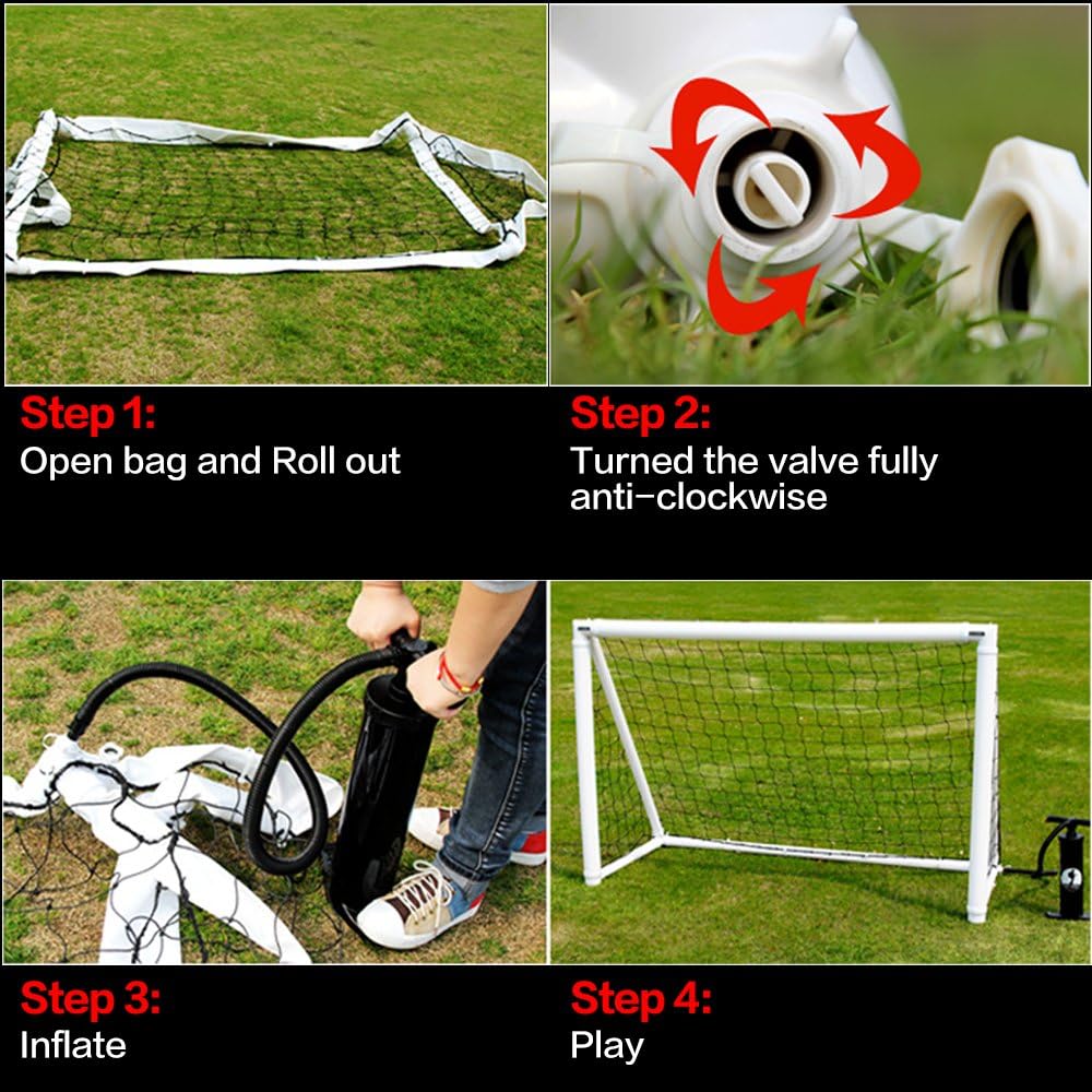 Inflatable Soccer Goal with Net, Carrying Bag, Two Way Pump, Set Up in 30Seconds, Safe Durable and Portable for Training - Image 2