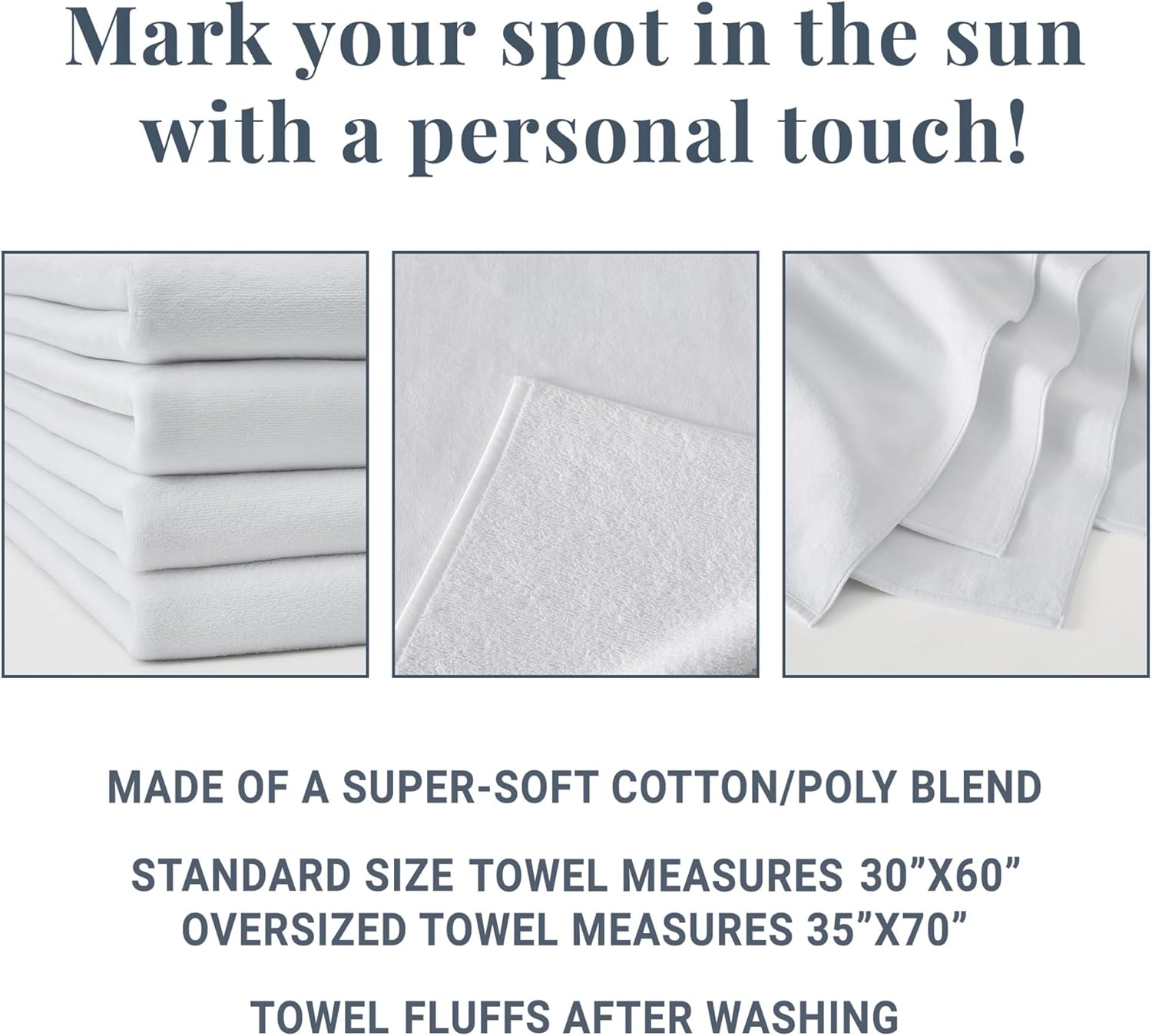 Let's Make Memories Personalized Beach Towel - Customized Towels for Pool - for Spring Break & Summer Fun - Their Own Name - 30" W x 60" L - Standard Size - Sports - Image 6