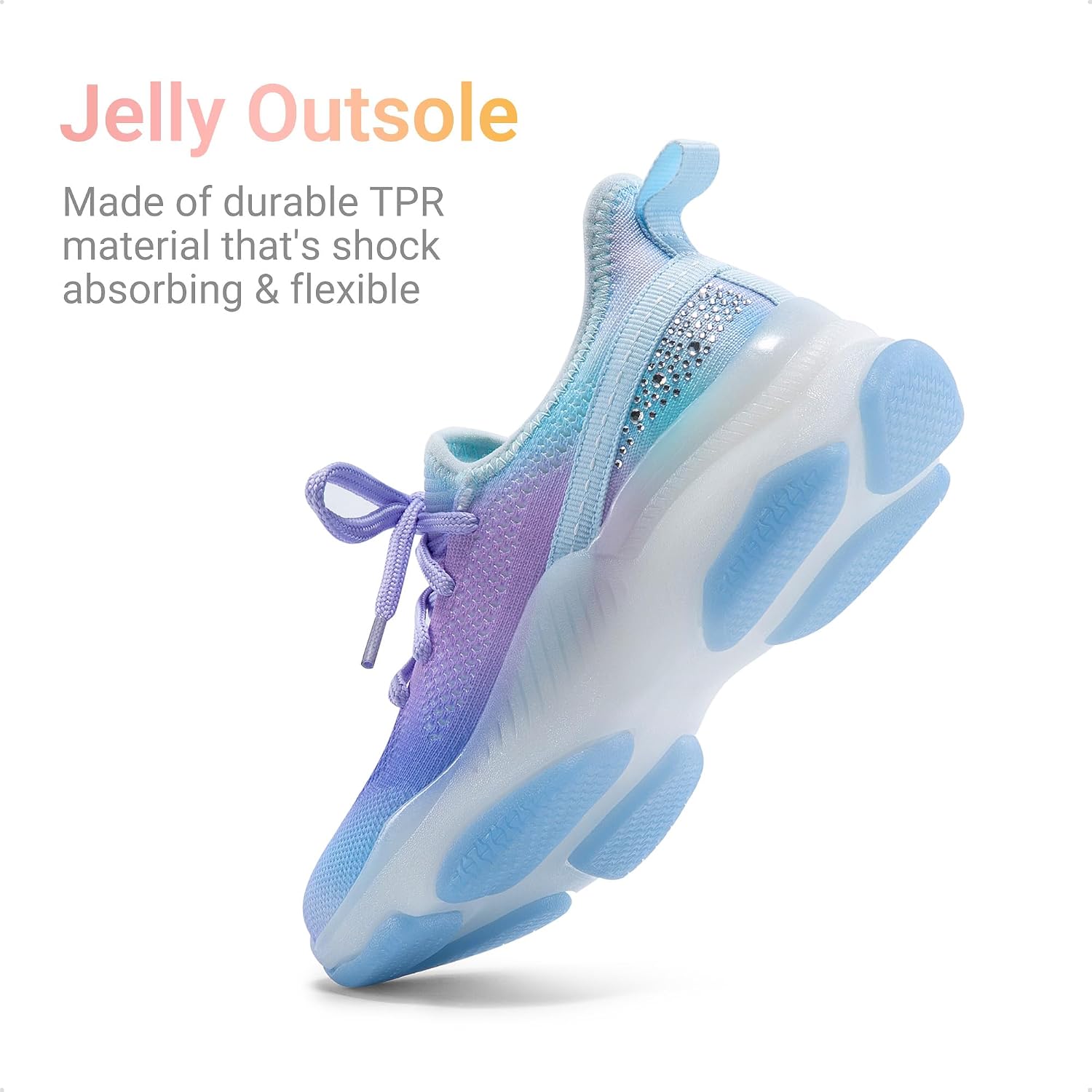 DREAM PAIRS Girls Slip-On Sneakers Kids Sparkle Pop Lightweight Jelly Sole Walking Shoes - Image 3