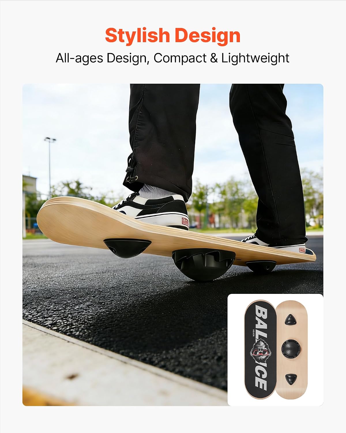 VEVOR Balance Board, Wobble Board Trainer for Adults 3-Level Adjustable Base, Premium Wooden Balance Training Equipment, Slip-Resistant Surface for Core Workout, Standing Desk Exercise, Home Gym, Yoga - Image 5