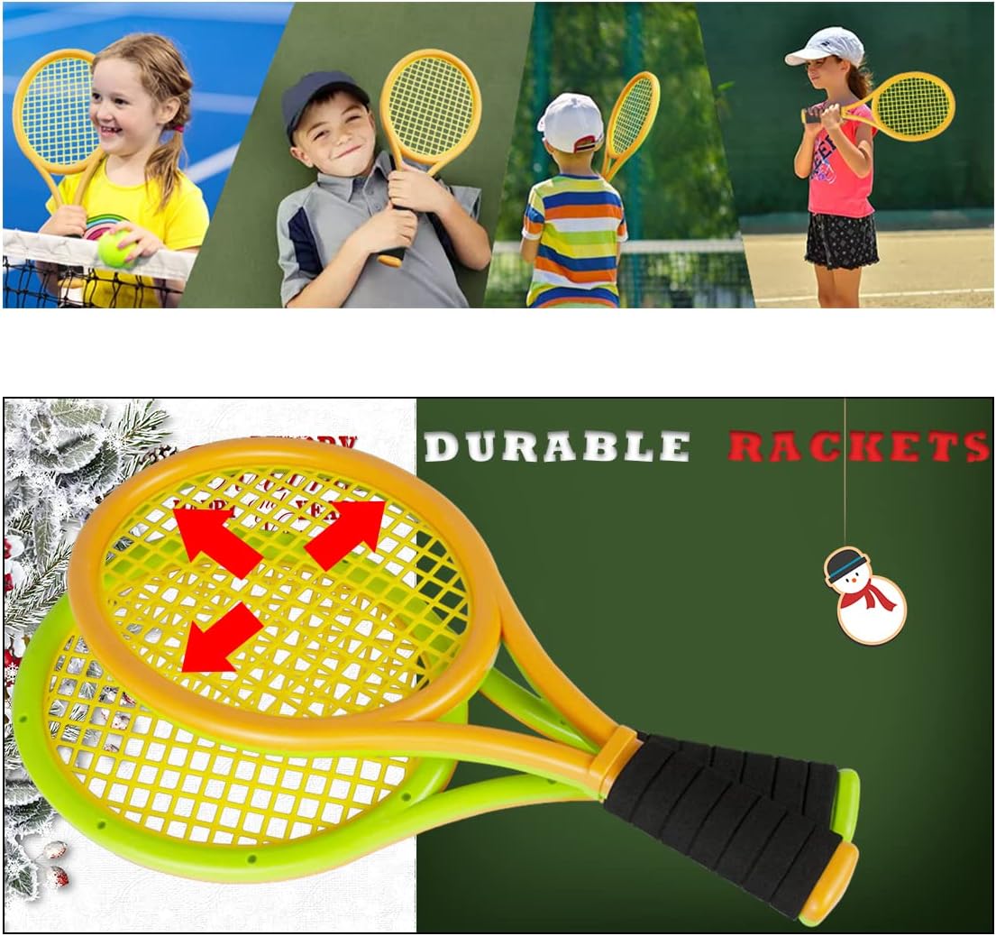 Kids Tennis Rackets with Carrying Bag,Soft Training Balls and Badminton Birdies,12 in 1 Tennis Racquets Gift Set for Children Outdoor Indoor Sports - Image 2