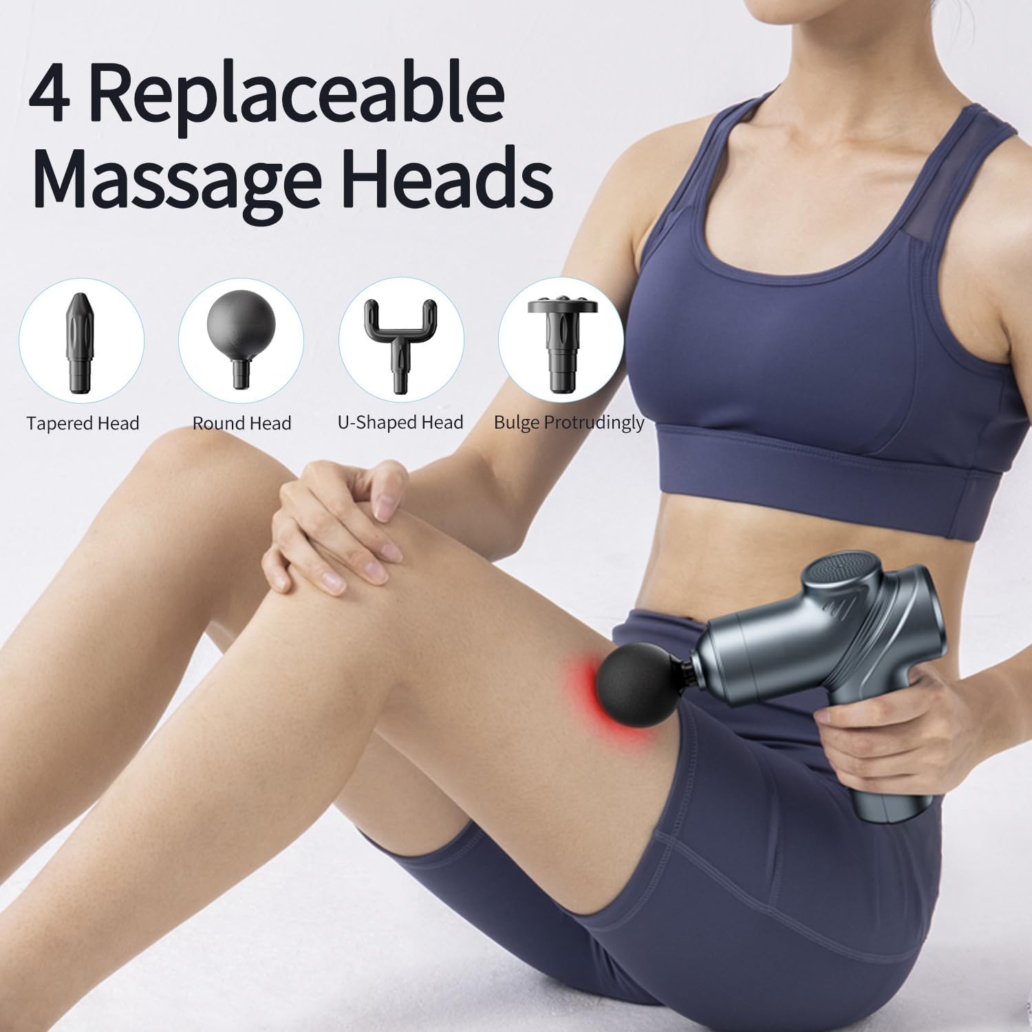 LEERCON Massage Gun Deep Tissue, Silent Motor and Portable Massage Gun with 4 Interchangeable Heads for Deep Muscle Relief and Relaxation, Relax Gift - Image 6