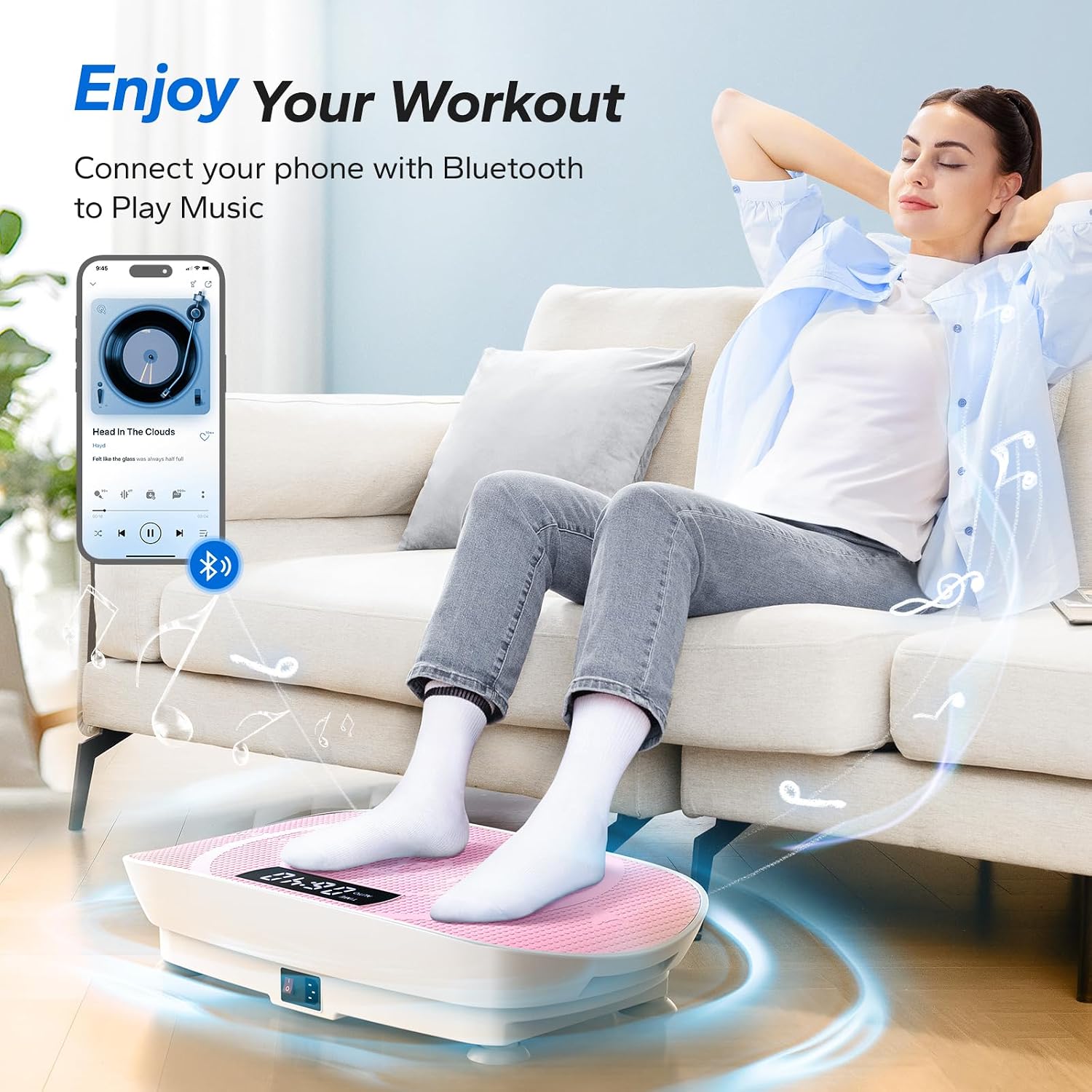 MERACH Vibration Plate Exercise Machine, Whole Body Workout Equipment for Women, Bluetooth and Silicone Pedal, Vibration Plate with Auto Mode, Vibrate Fitness Platform for Home - Image 2