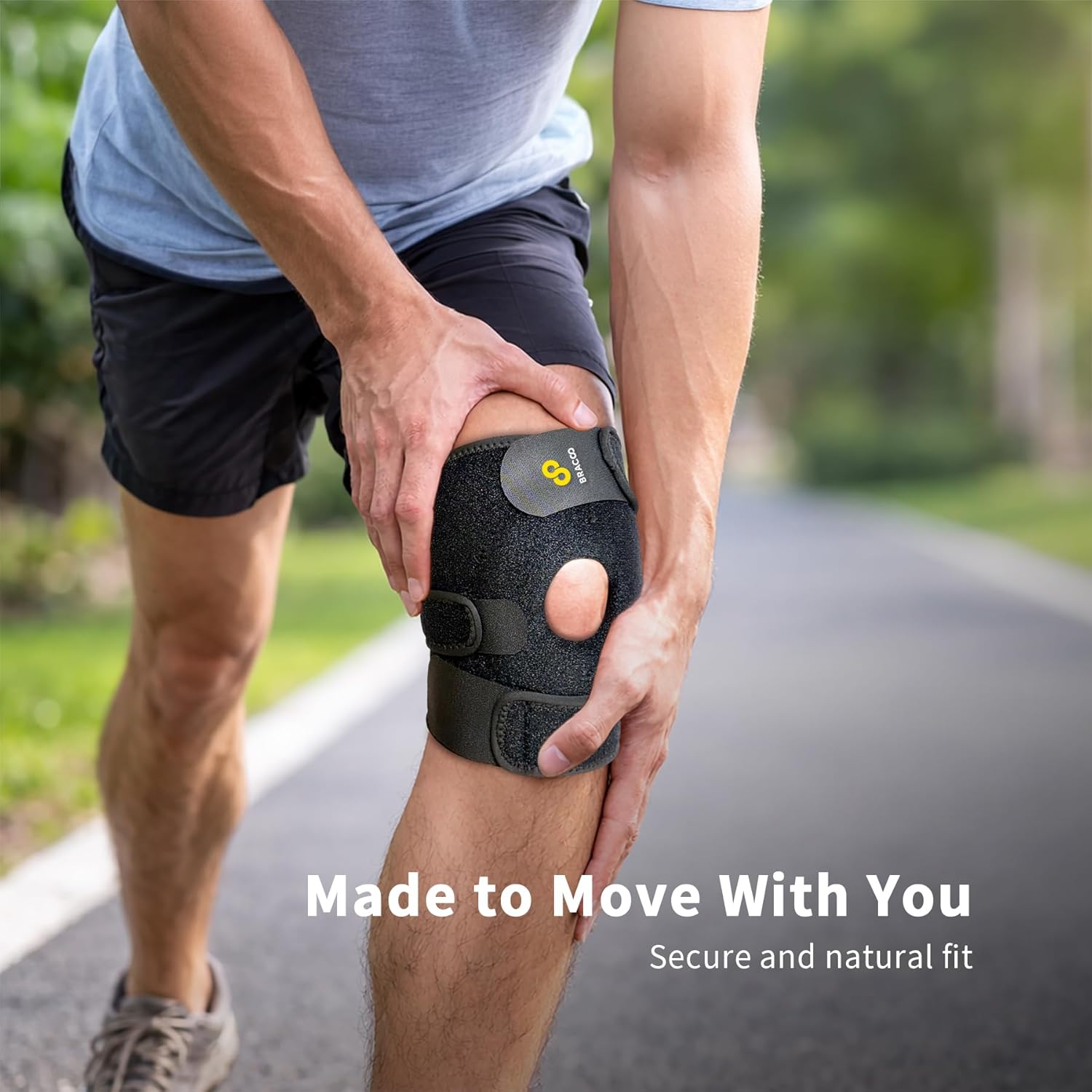 Bracoo Knee Support Brace for Men Women, Adjustable Compression Sleeve Wrap Patellar Pad Tendon - Arthritis Pain, meniscus tear, Injury Recovery, Running, Workout, KS10 - Image 5