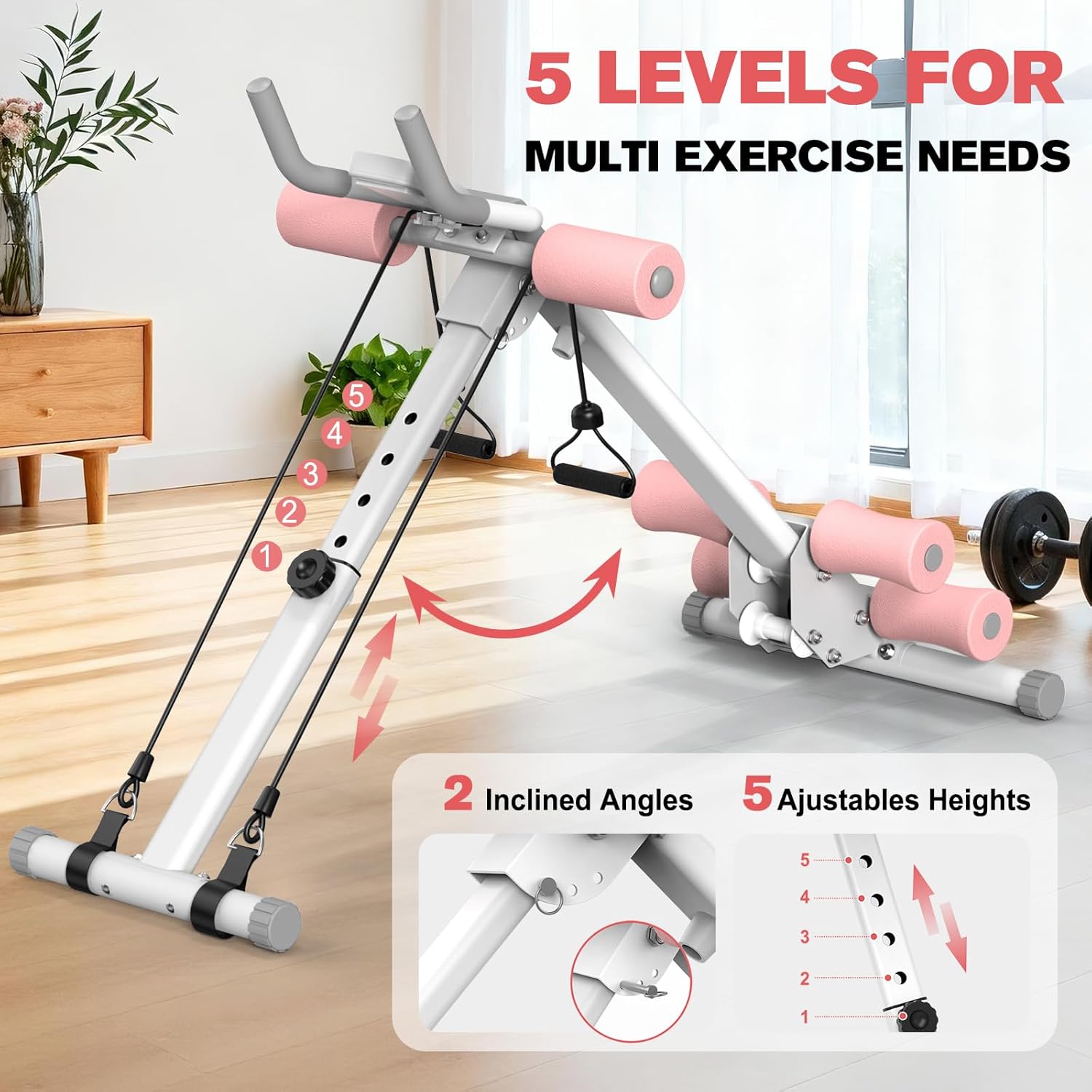 DERACY Ab Workout Machine Adjustable Ab Trainer Abdominal Trainer for Home Gym Foldable Ab Crunch Machine for Core 440 LBS - Image 4