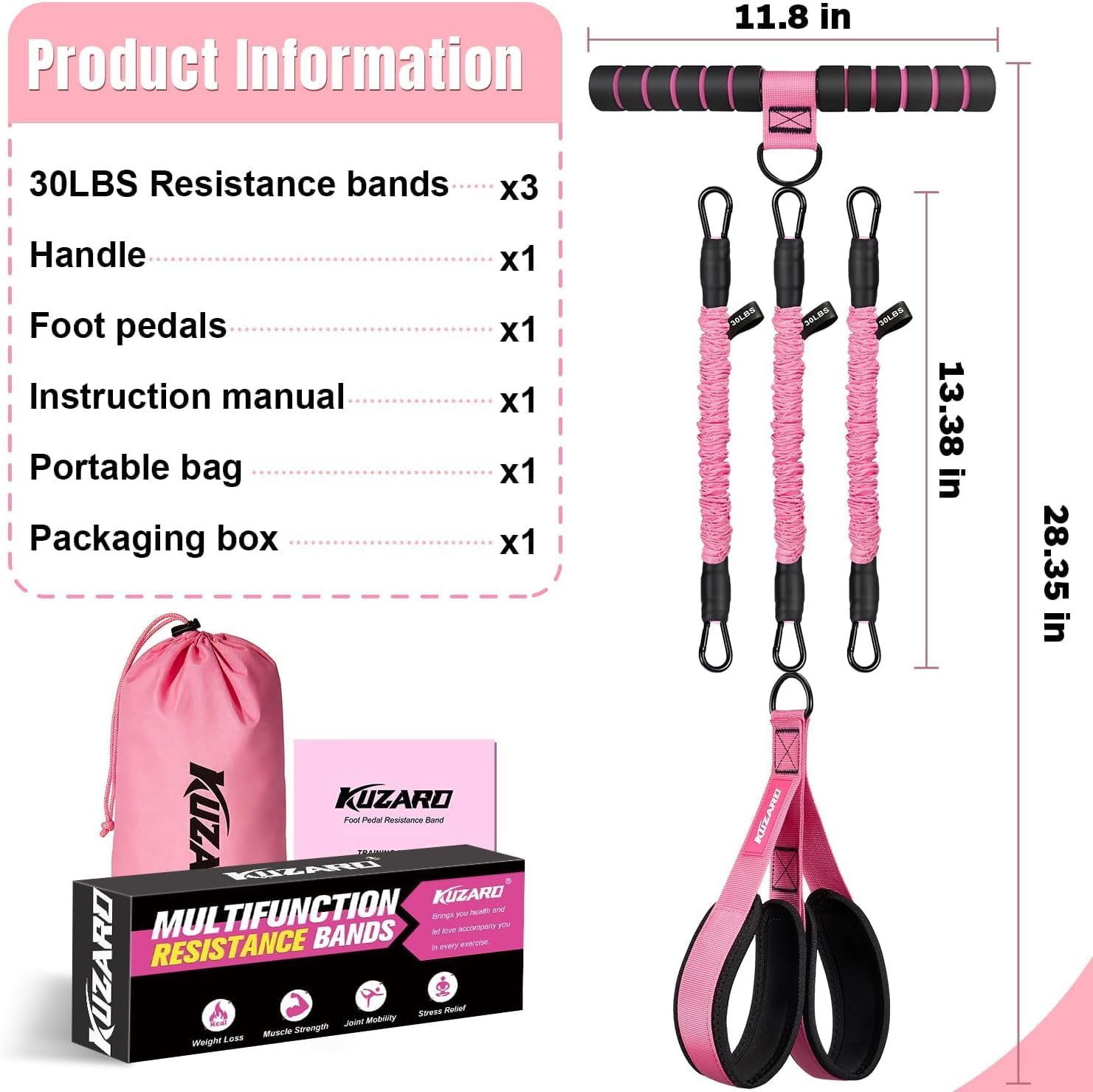 Upgraded Multifunction Pedal Resistance Band with Handle, 3 Tube Adjustable Resistance Bands for Abdomen, Waist, Arm, Core/ABS, Leg Workout - Sit Up Exercise Equipment for Women - Image 7