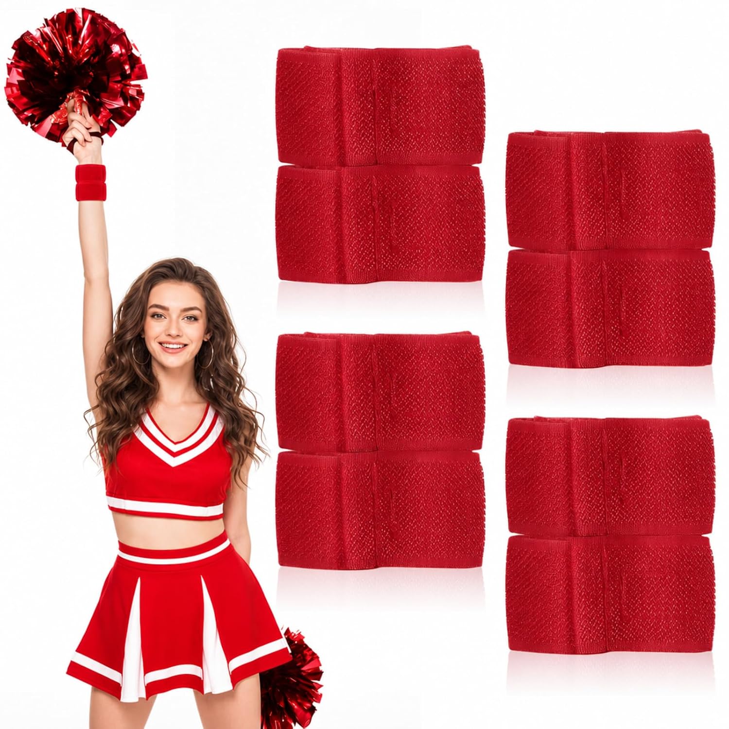 4 Pack Wrist Brace Adjustable Wrist Support Sport Straps for Tendonitis Carpal Tunnel Arthritis Gymnastics Wraps Pain Relief for Football Cheerleaders Fitness Weightlifting(Red)