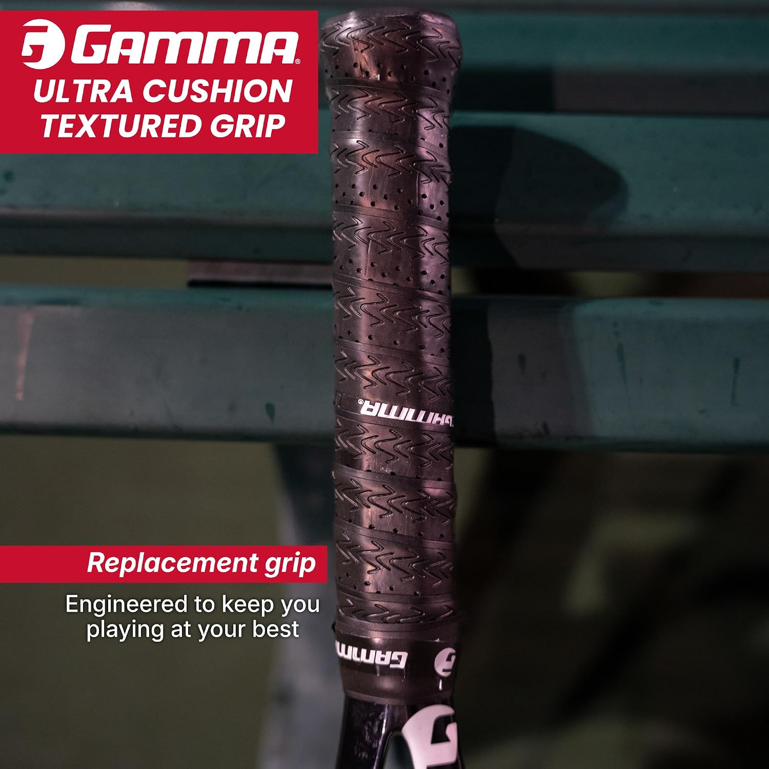GAMMA Sports Tennis Racquet Ultra Cushion Replacement Grip – Contoured Multi Black with Textured Perforations for Enhanced Absorption, Comfort, and Control - Image 2