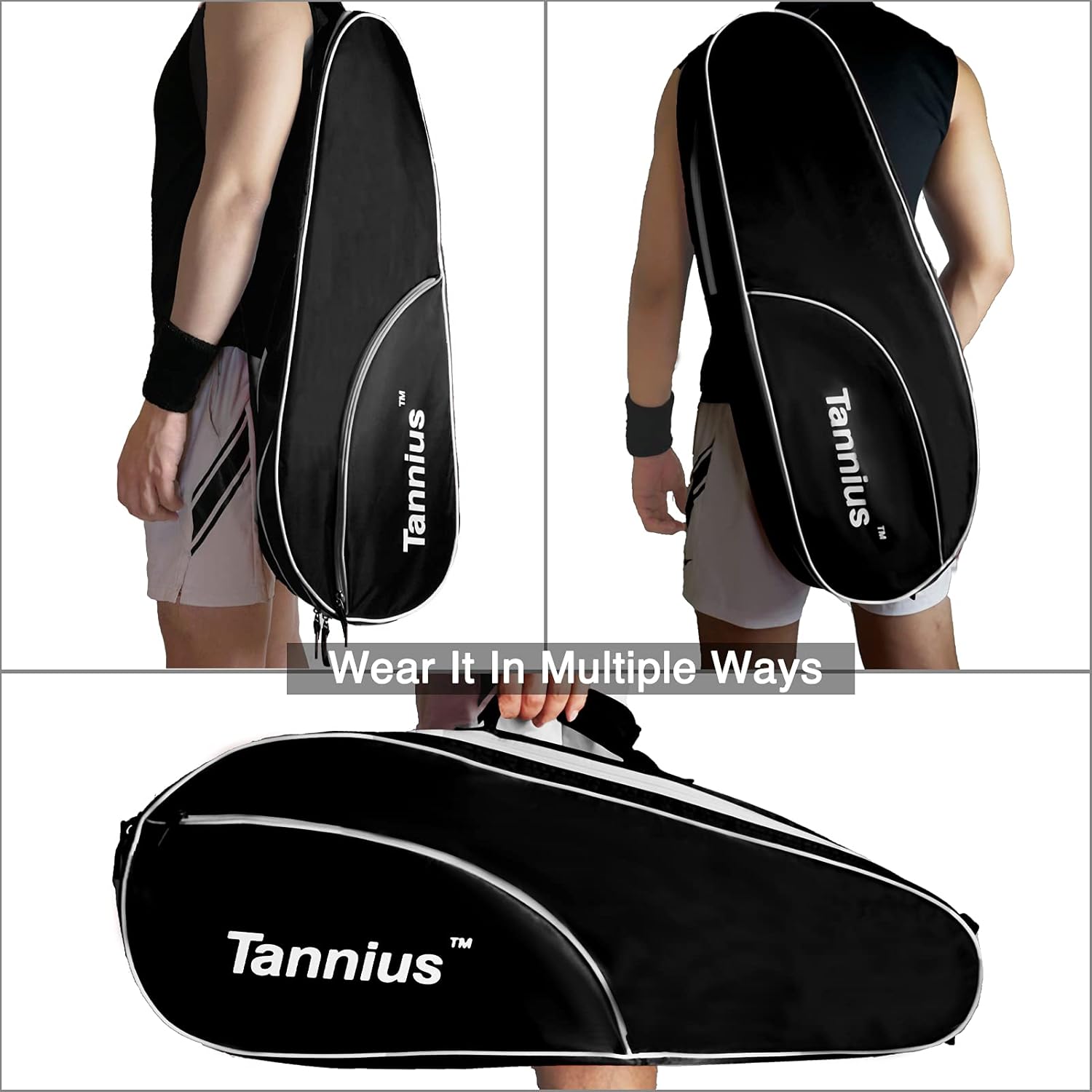 Tennis Racket Bag (3-5 Racquet), with Shoe & Phone Compartment and Protective Pad, Super Roomy and Lightweight Racquet Bag for Tennis, Badminton - Image 5