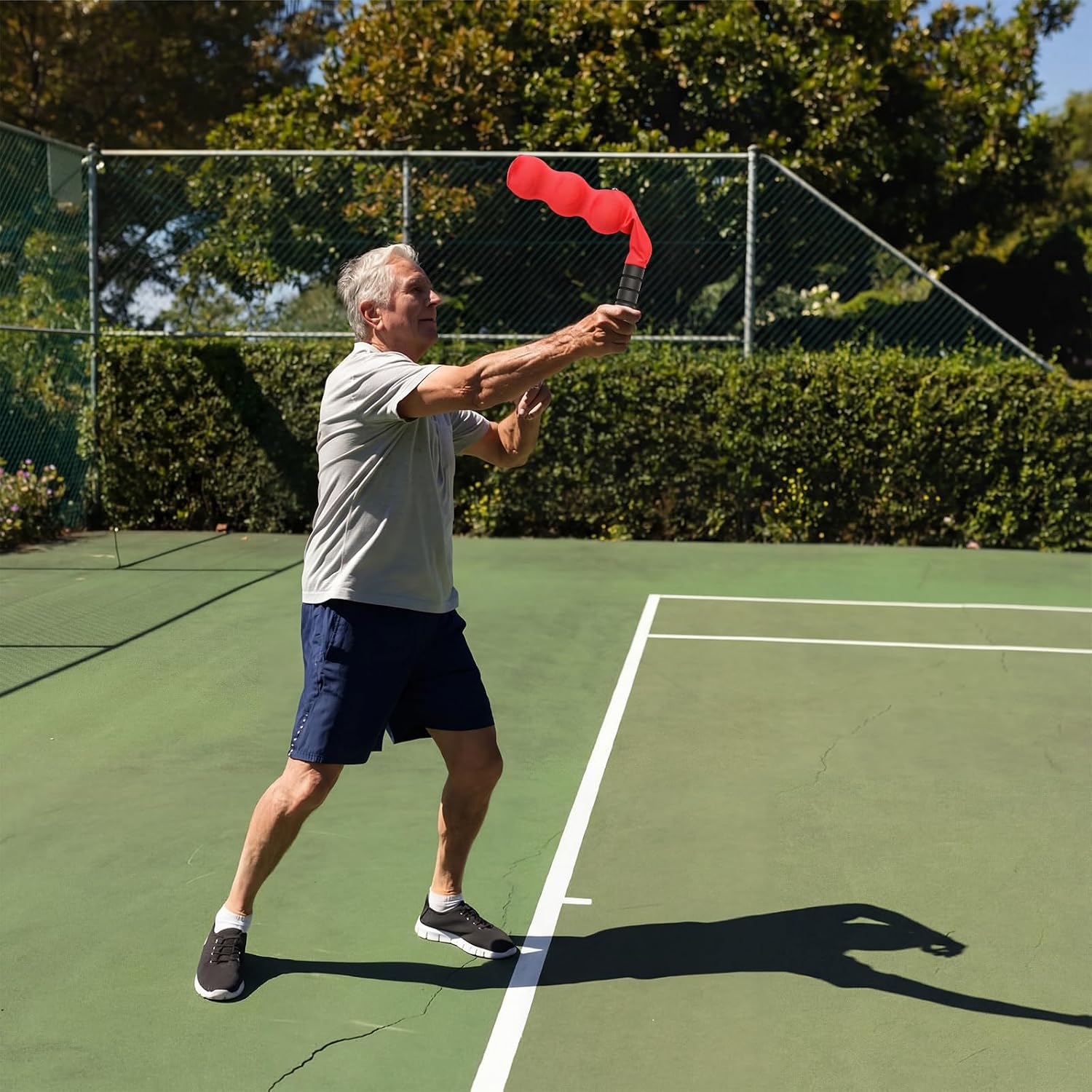 Tennis Serve Trainer Rebound Aid Moving Ball Tool Improves Rhythm Smooth Swing Training Sock Shaped Correct Posture Suitable for Beginners Professional Players Portable Equipment(Red) - Image 5