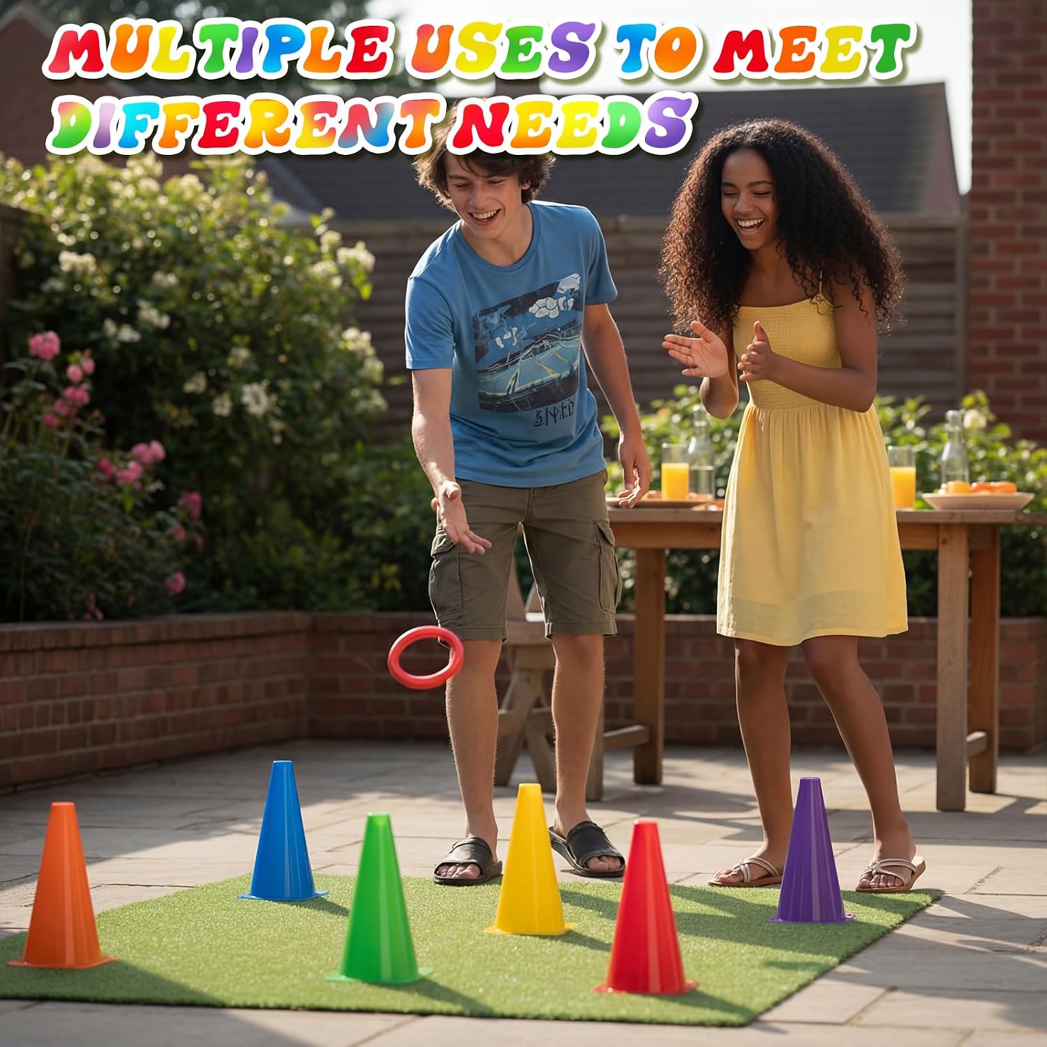 Seenelling 6 Pcs PE Cones Flexible Vinyl Poly 6-Colored PE Class Equipment for Sports Training - Image 6