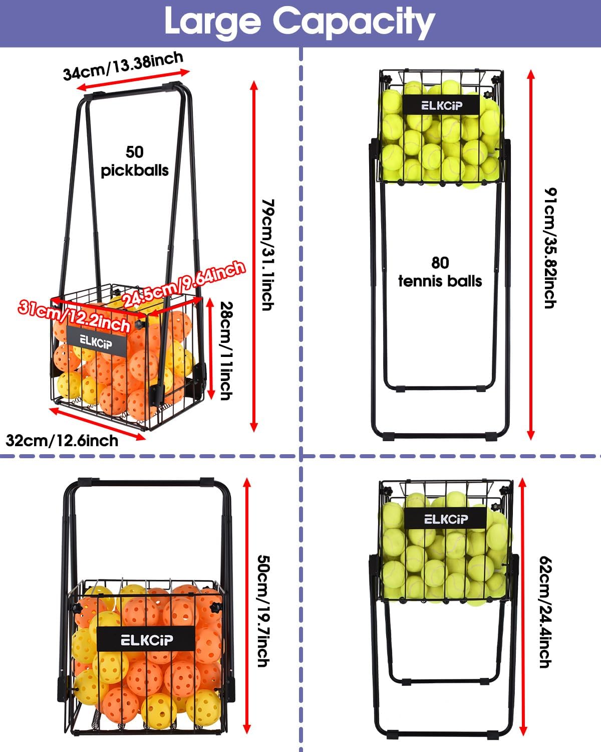 Portable Pickleball & Tennis Ball Hopper - Pickleball Collector Retriever Basket Carrier Gatherer Picker Container for Picking and Storage Training Tool for Ball - Image 2