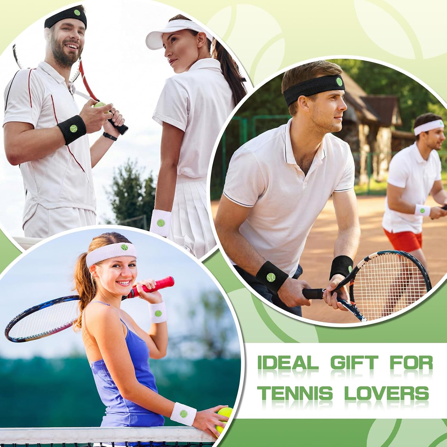 Daifunli 6 Pcs Sweatband Set Sports Headband Wristband Set 4 Moisture Wicking Athletic Wristband and 2 Headbands Wrist Sweatband Terry Cloth Sweat Absorbing Head Band for Workout - Image 4