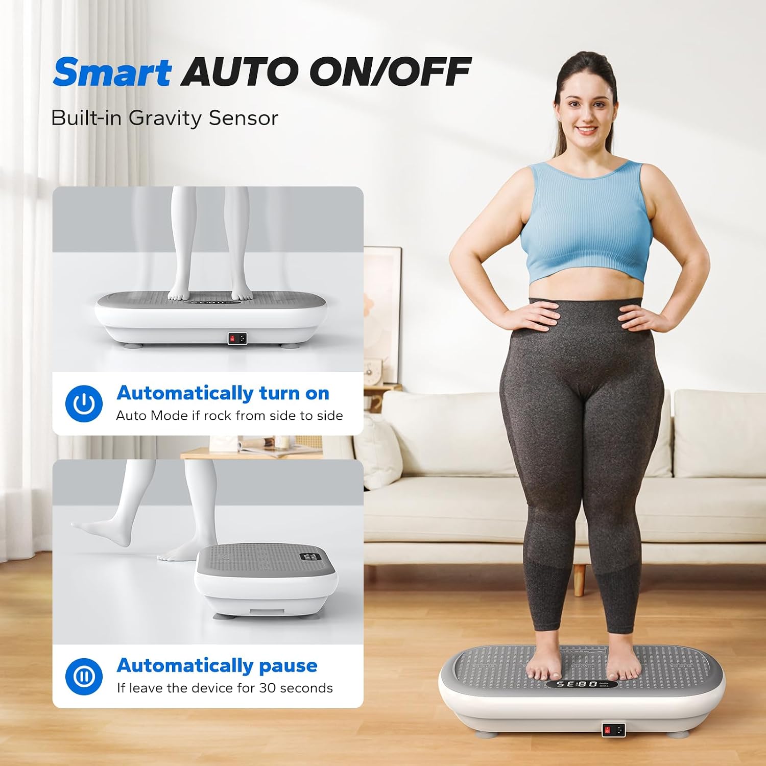 MERACH Vibration Plate Exercise Machine, Vibration Plate 440 Lbs Capacity, Bluetooth and Silicone Pedal, Stimulate Deep Fat, Vibration Plate for Lymphatic Drainage, Vibrating for Weight Loss - Image 3