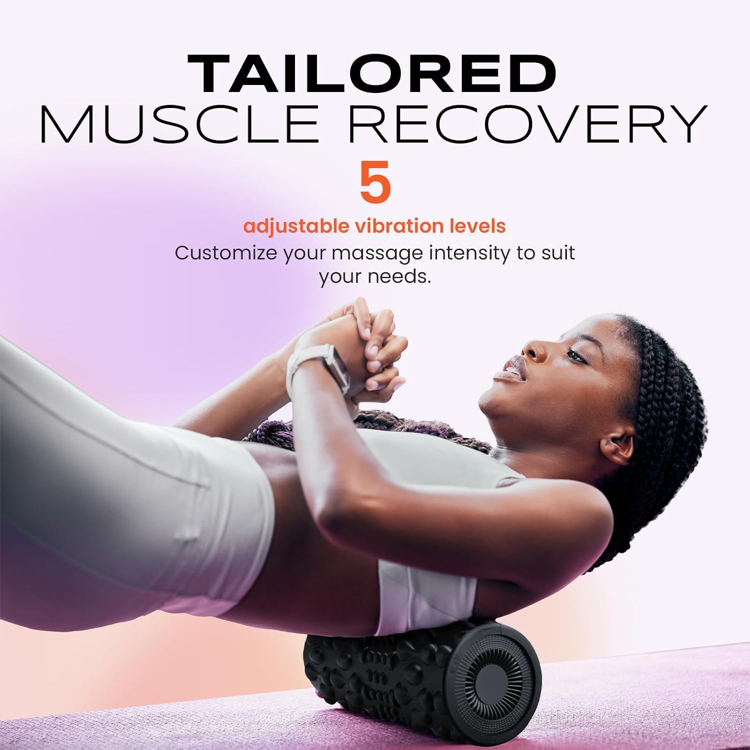 PURSONIC Vibrating Foam Roller – Deep Tissue Massage for Muscle Recovery – 5 Intensity Levels, USB Rechargeable, Durable & Lightweight Design - Image 3