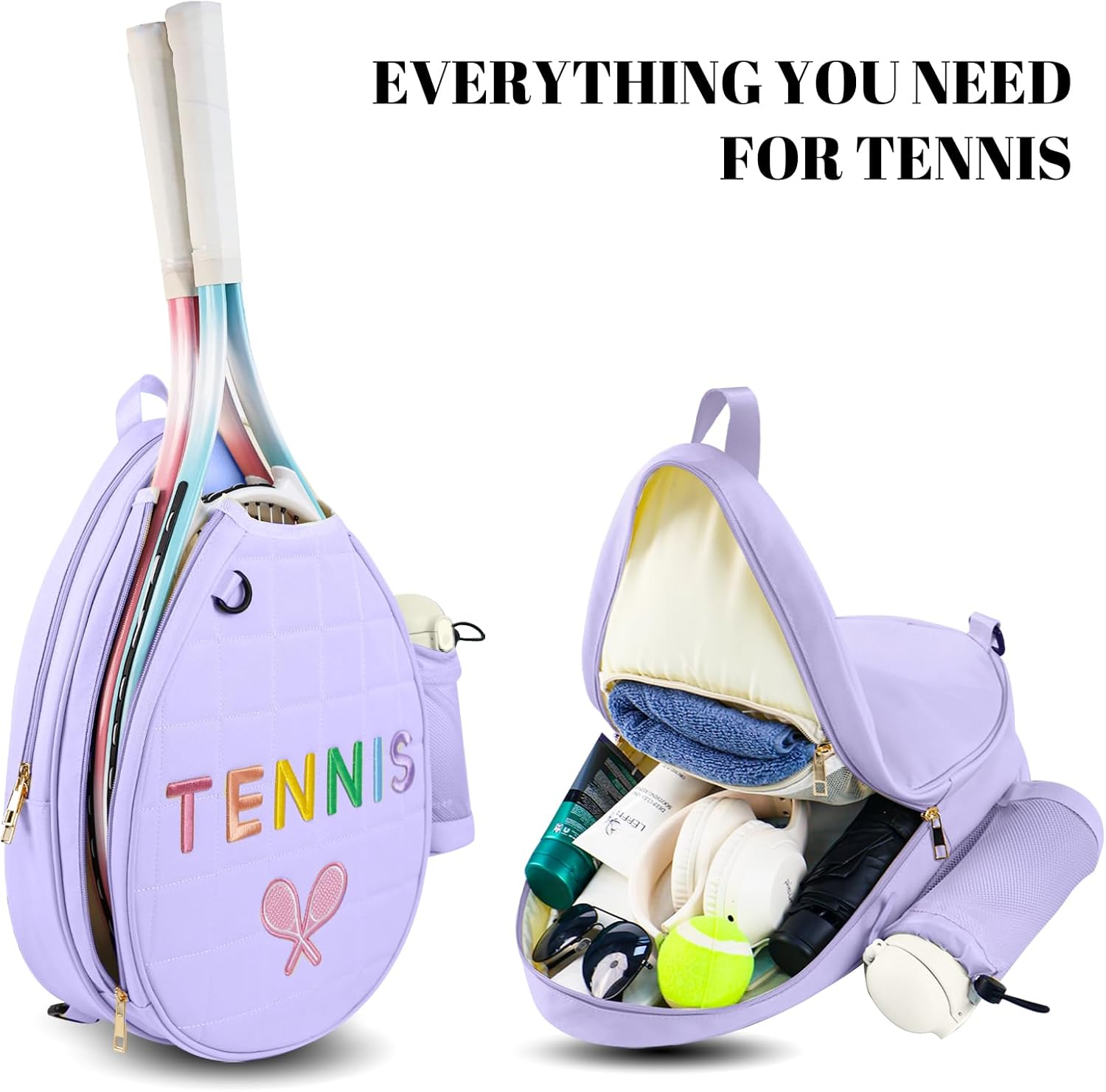 NZNDB Tennis Bags for Women Girl, Tennis Sling Crossbody Backpack, Water Resistant Tennis Bag for Pickleball, Tennis, Racketball - Image 3