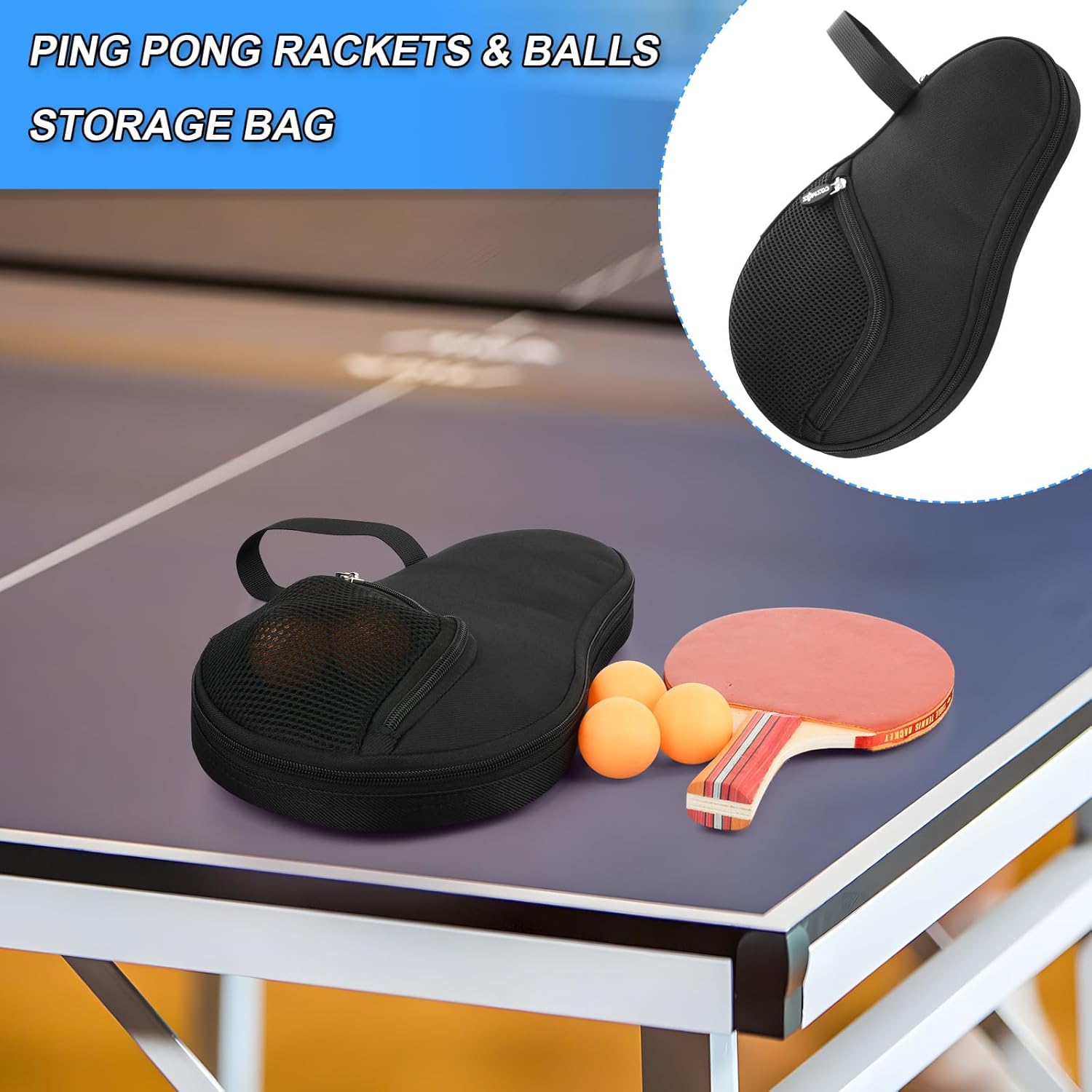 Cosmos Table Tennis Paddle Bag Paddles Case Cover Waterproof Ping Pong Racket Bat Storage Case Holder with Ping Pong Ball Mesh Storage Pocket Organizer, Fits 2 Paddles - Image 7