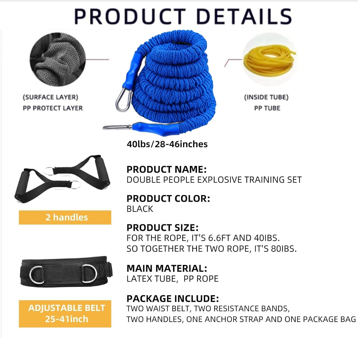 Resistance Speed Training Set, 8pcs Exercise Explosive Force Bounce Physical Equipment Double Rope Improve Agility Power Strength for Jumping Basketball Tennis Football Volleyball - Image 5