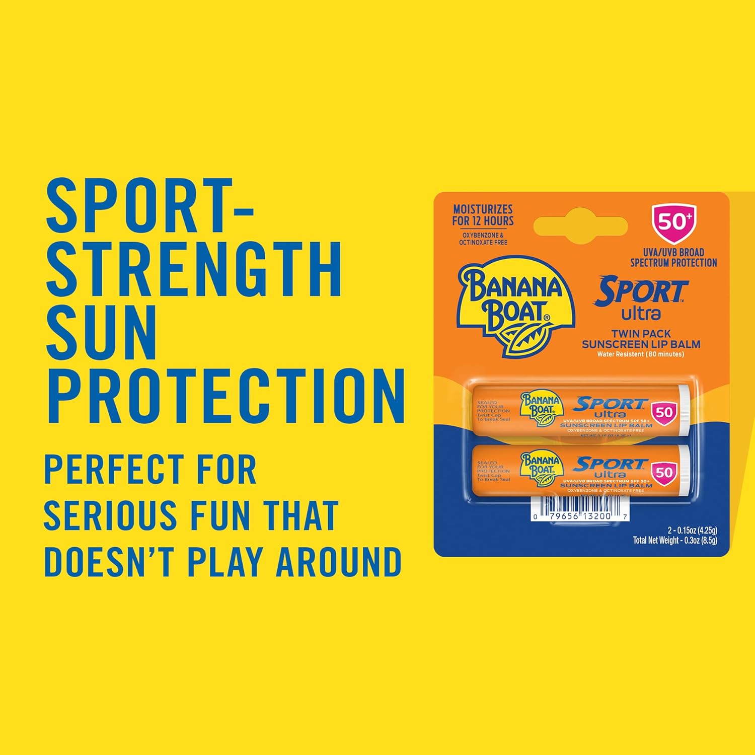 Banana Boat Sport Ultra SPF 50 Lip Sunscreen Twin Pack SPF Lip Balm Pack, Banana Boat Lip Balm SPF 50, Oxybenzone Free Sunscreen, Lip Sunblock, Travel Size Sunscreen for Lips, 2 Pack - Image 3