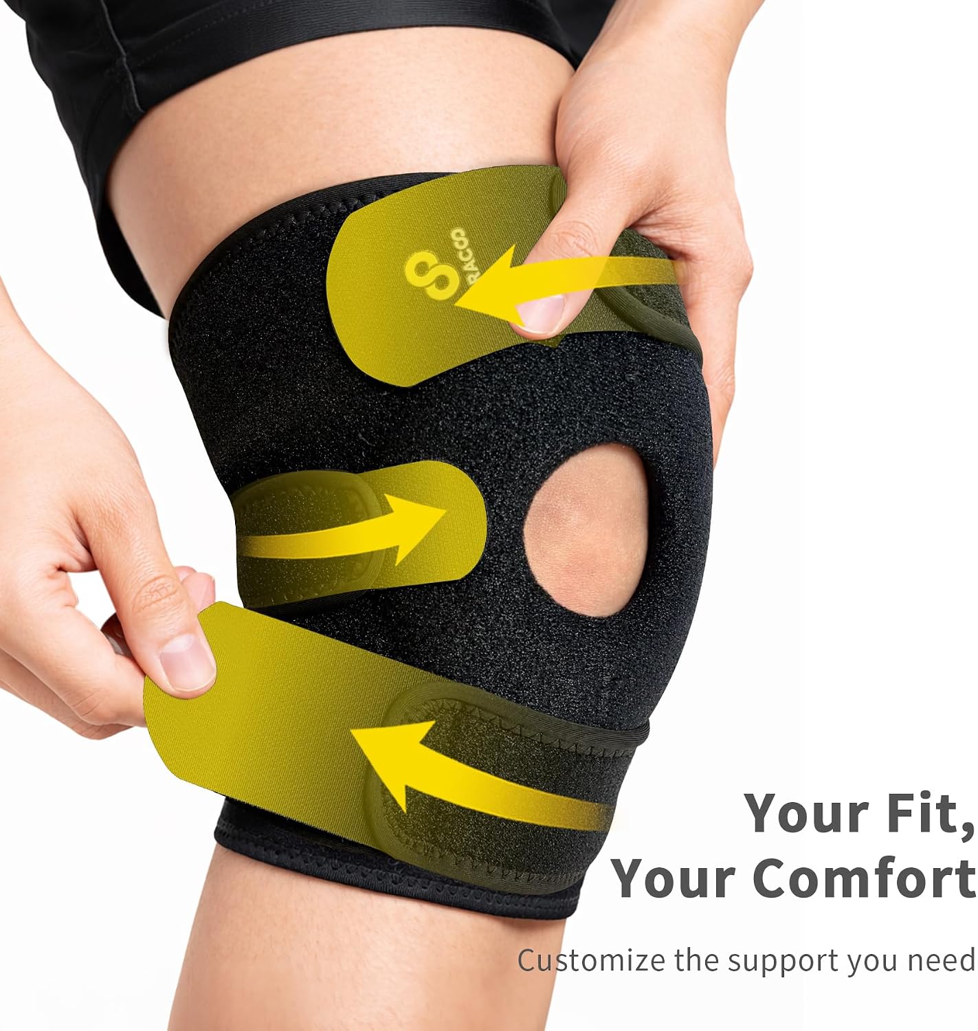 Bracoo Knee Support Brace for Men Women, Adjustable Compression Sleeve Wrap Patellar Pad Tendon - Arthritis Pain, meniscus tear, Injury Recovery, Running, Workout, KS10 - Image 3