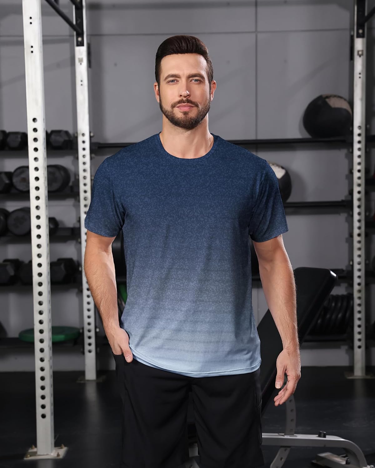 BOJIN Men's Quick Dry Athletic T-Shirt Workout Short Sleeve Performance Gym Top Moisture Wicking Lightweight Running Tee - Image 2