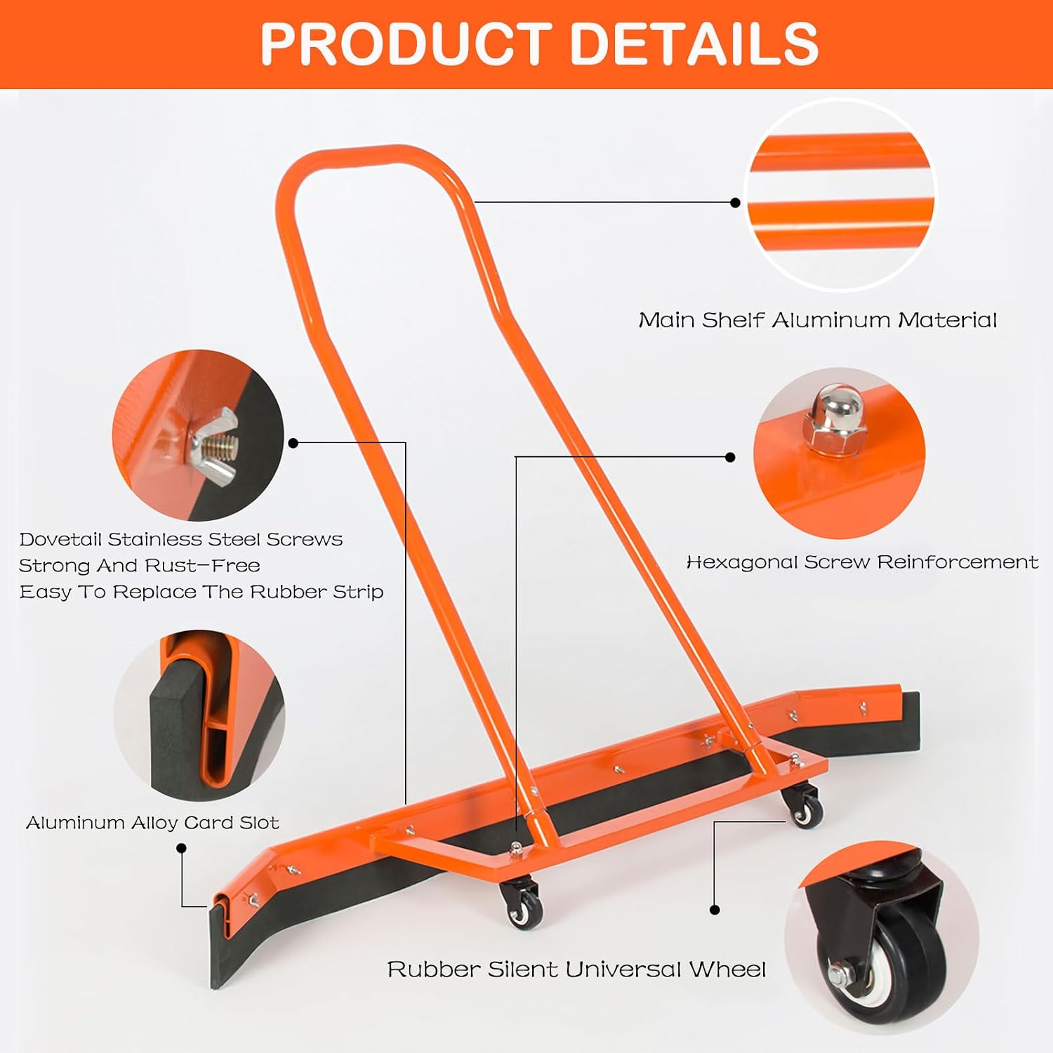 4.3FT Sport Tennis Court Squeegee Floor Squeegee Heavy Duty Commercial Squeegee for Floors with 2PCs EVA Foam Blade - Image 3