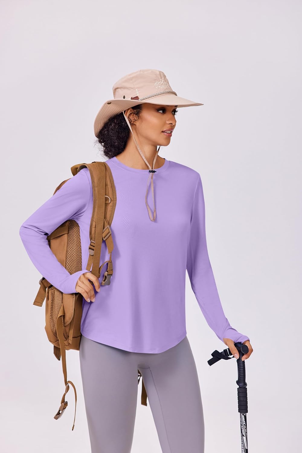 PINSPARK Soft Workout Tops for Women UPF 50+ Sun Protection Shirts with Thumb Holes Quick Dry Running Hiking Rash Shirt - Image 6