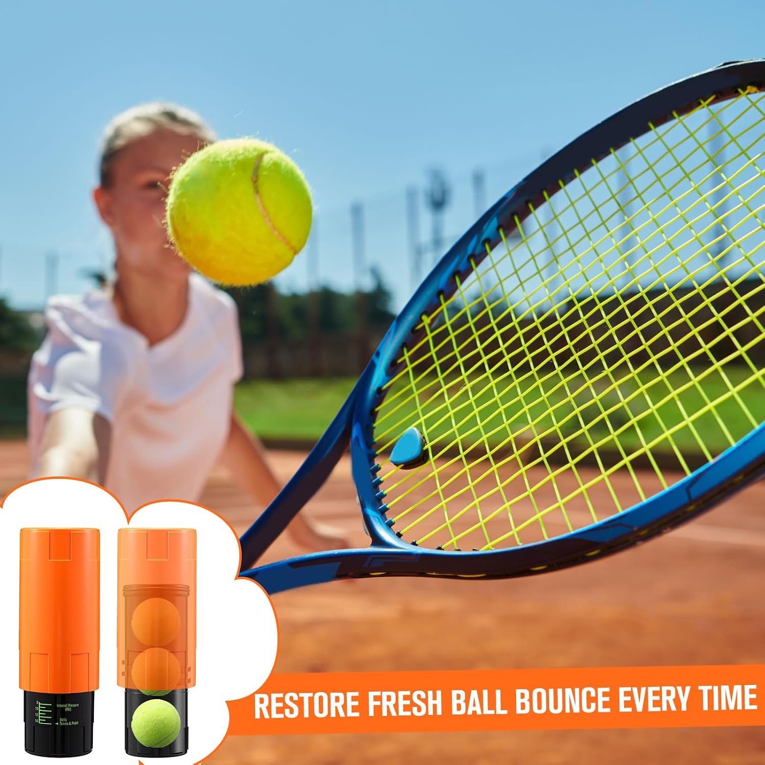 Soulchen Tennis Ball Pressurizer - Tennis Ball Storage Canister Holds 3 Balls Under 14 Psi Pressure, Reusable Stuff for Bounce Retention, Lightweight & Durable - Image 5