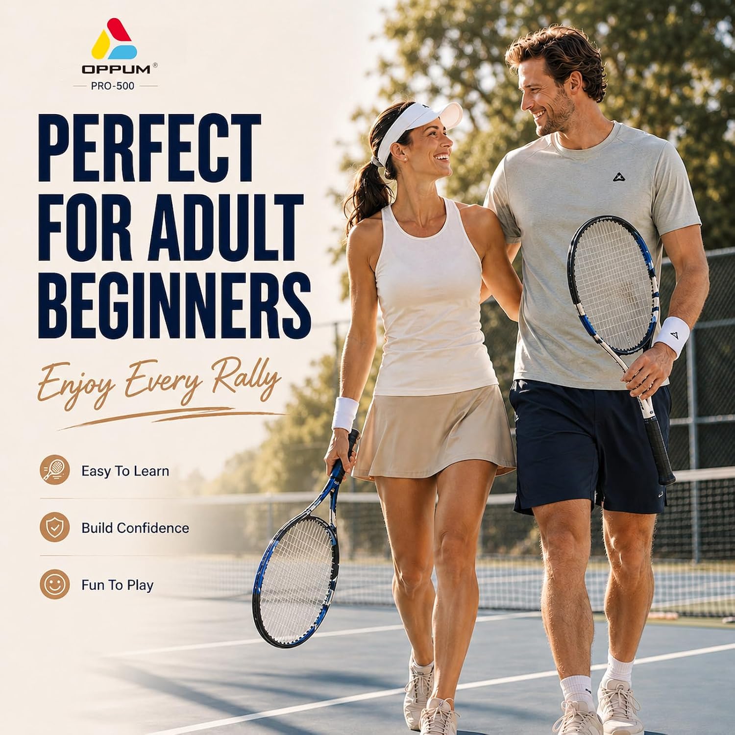 Adult Tennis Racket Set of 2, 27 Inch Pre-Strung for Beginners - Image 2