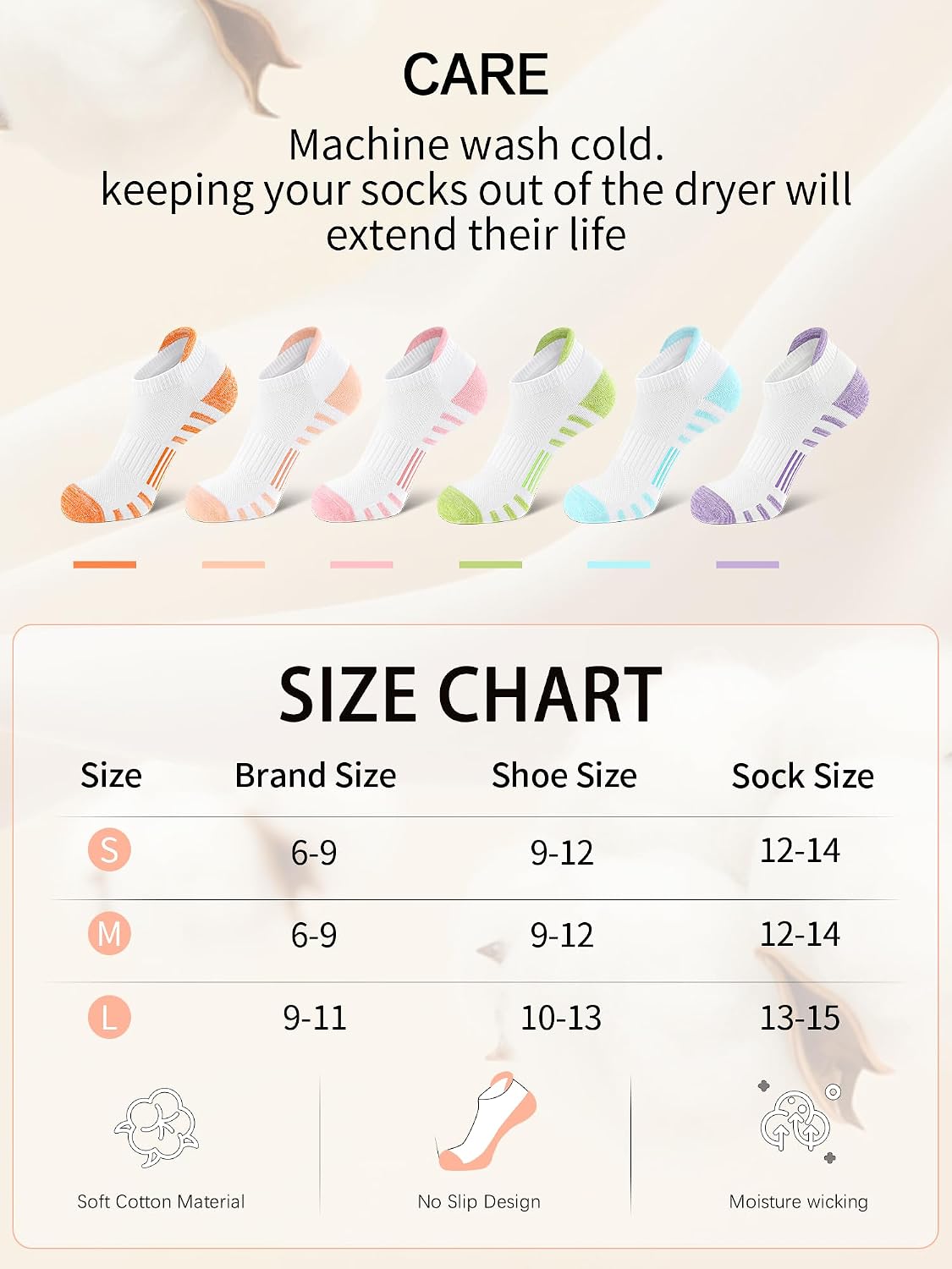 Airacker Athletic Running Ankle Cotton Socks, Low Cut Cushioned functional Anti-Blister Tab Sports Socks for Men Women 6pairs - Image 3