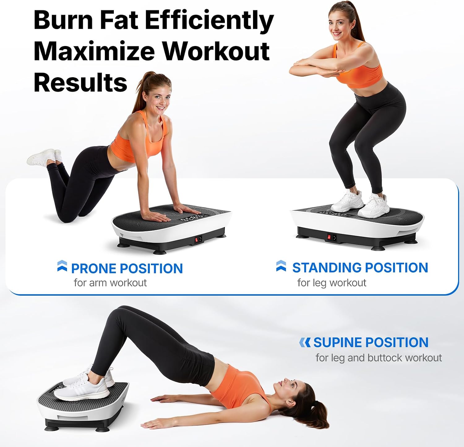 MERACH Vibration Plate Exercise Machine, Curved Vibration Plate for Lymphatic Drainage Weight Loss, Vibrating Plate with Real-Time Calorie Tracking on LED Display, Workout Equipment for Home Women Men - Image 4
