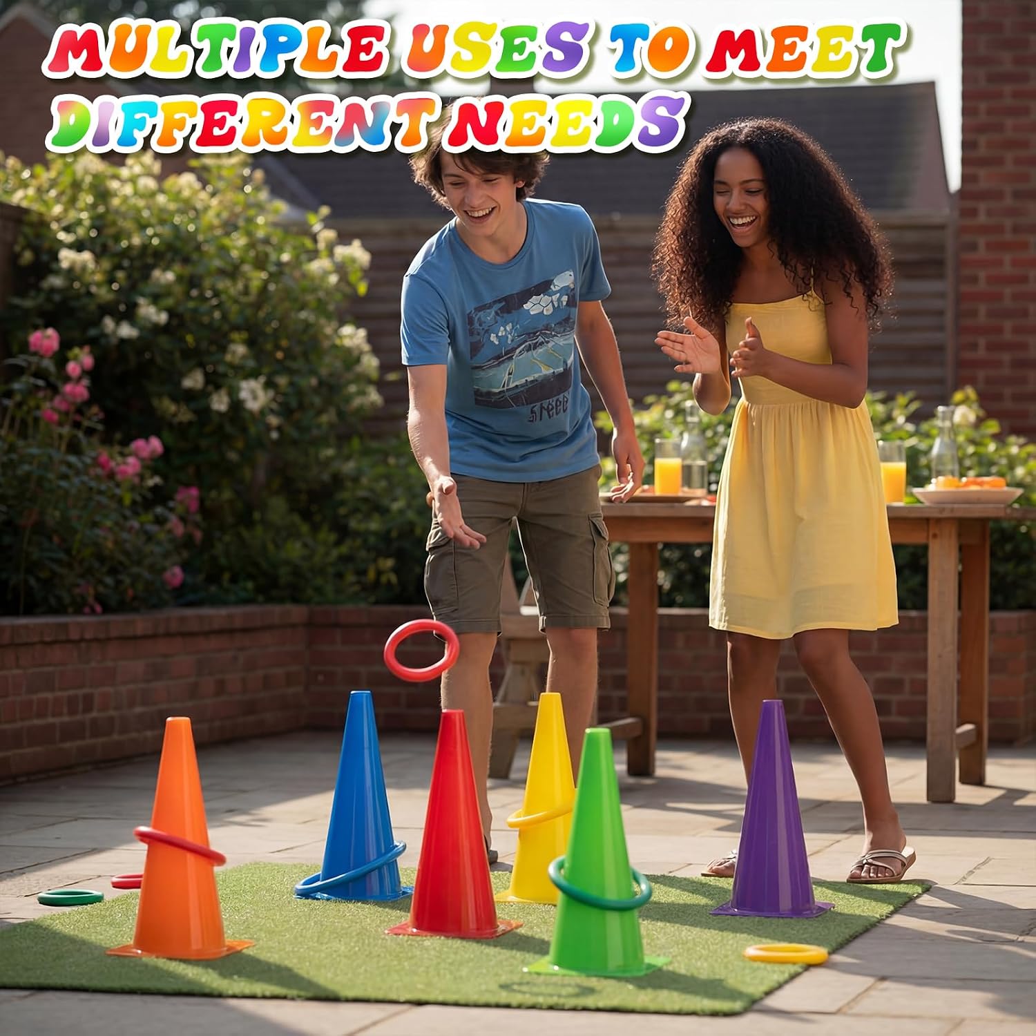 Seenelling 6 Pcs PE Cones Flexible Vinyl Poly 6-Colored PE Class Equipment for Sports Training - Image 6