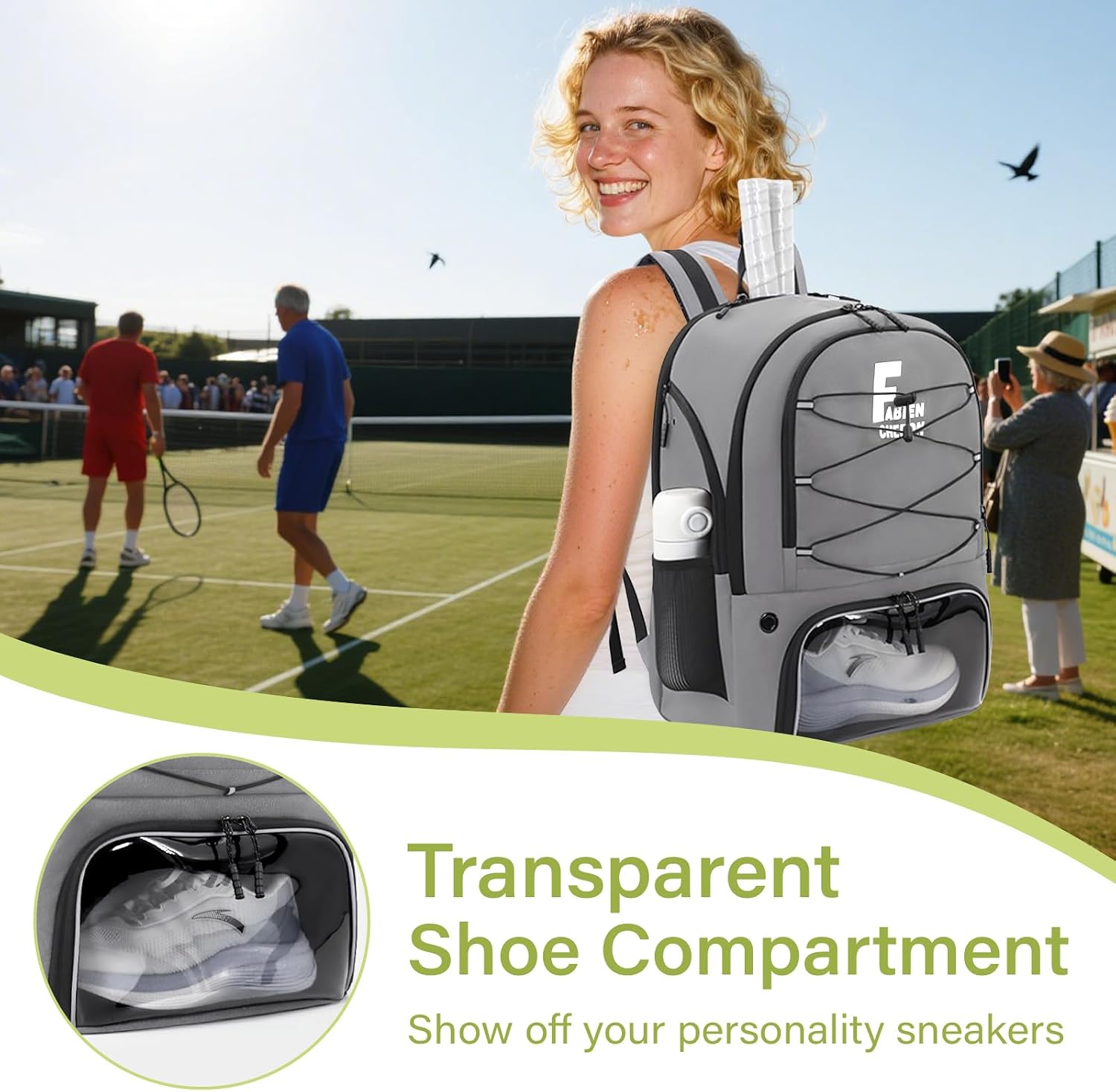 Tennis Bag,Pickleball Bag with Shoe Compartment and Cooler,Fence Hook Design Basketball Backpack for Tennis/Pickleball/Basketball Sport - Image 6