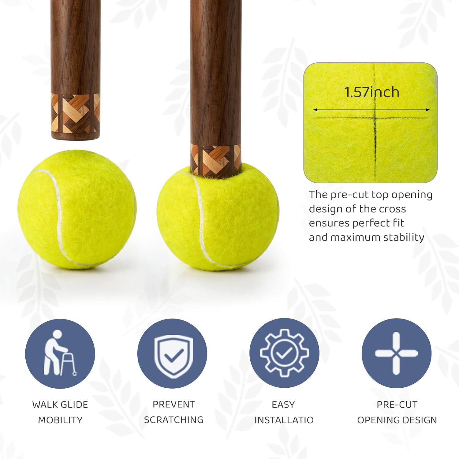 Walker Tennis Balls Precut Tennis Balls for Walkers 4PCS Walkers Legs Universal Precut Glide Balls, Heavy Duty Long Lasting Felt Pad Glide Coverings - Image 2