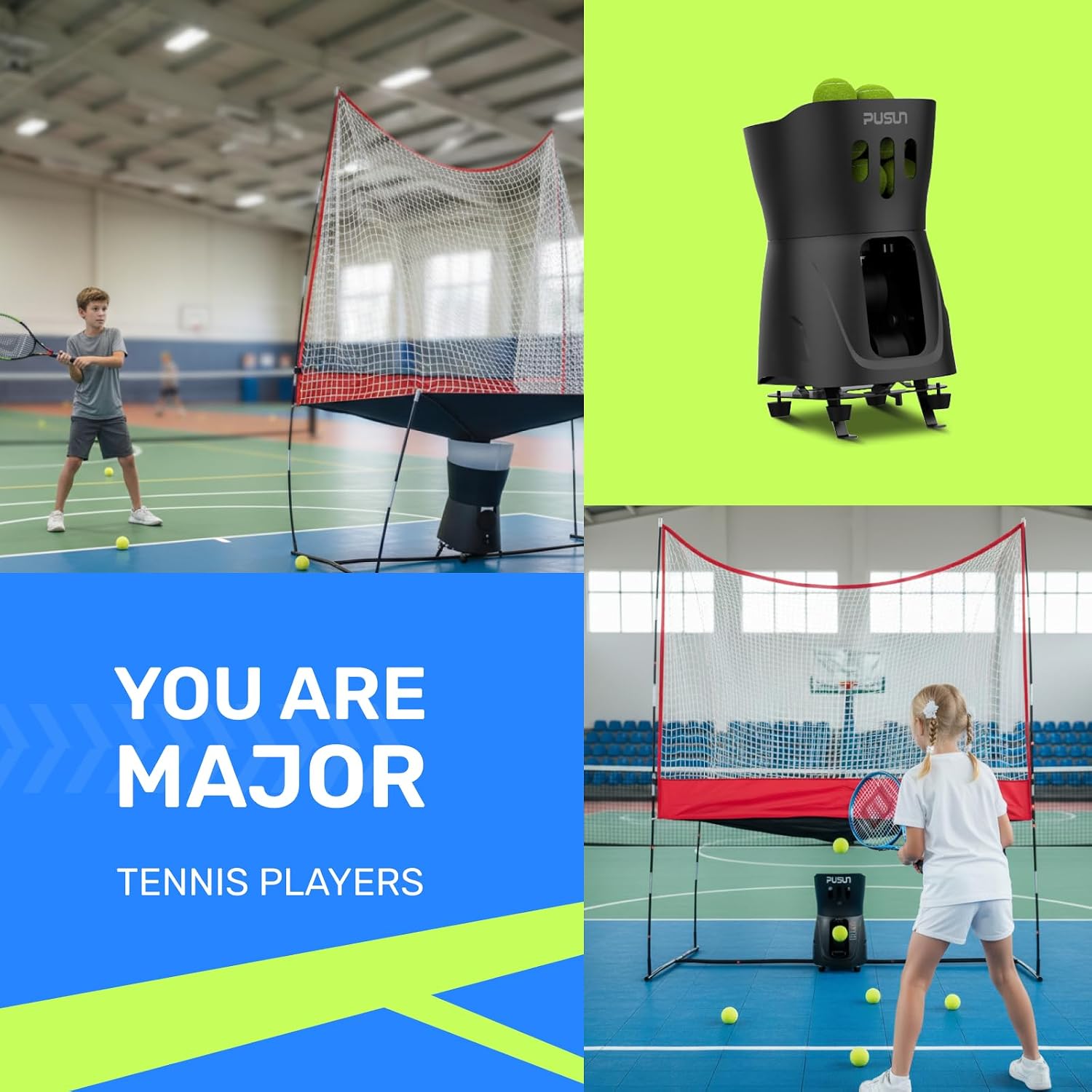 Tennis Training Set with Return Net&PT-Mini Pro Tennis ball launcher — App/Remote Control, 4–6h Battery, 60-Ball Capacity, up to 12 mph, 5-Point Random; Indoor & Solo-Friendly for Beginners and Kids - Image 5