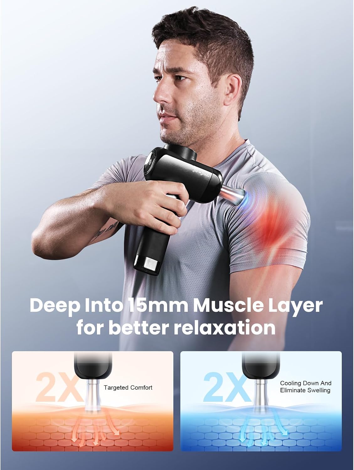 BOB AND BRAD X6 Ultra Massage Gun with Heat and Infrared Light, Metal Head, Professional Percussion Deep Tissue Muscle Massager Gun for Athletes with 6 Replacements - Image 7